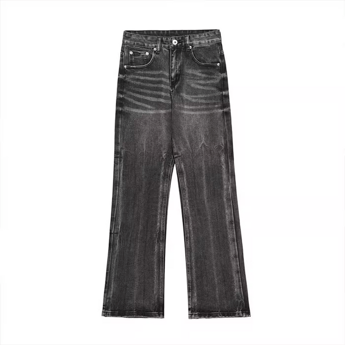 Streetwear Gray distressed faded damaged flared jeans | Grailed