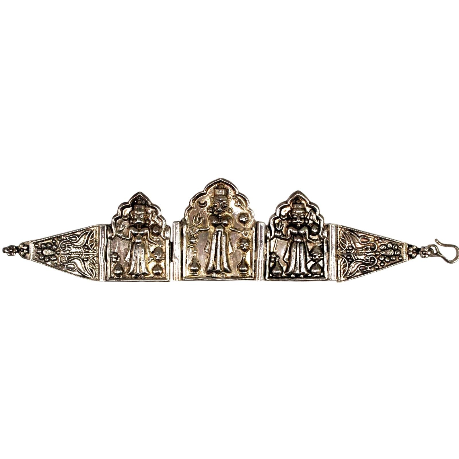 Other Vintage 925 Silver Bracelet 3 Deities Holding Head & Trident Size ONE SIZE - 1 Thumbnail