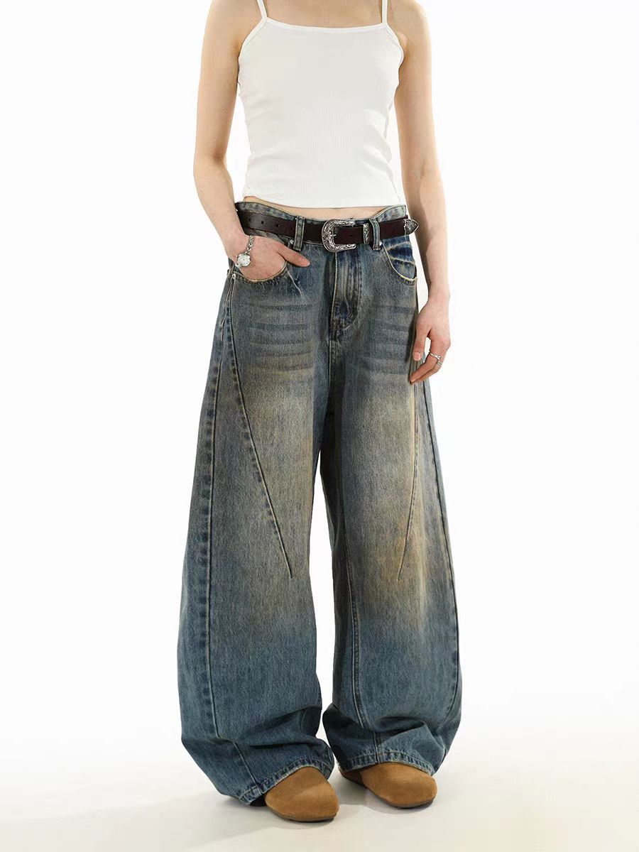 Vintage Washed and distressed baggy patchwork jeans Size US 30 / EU 46 - 4 Thumbnail