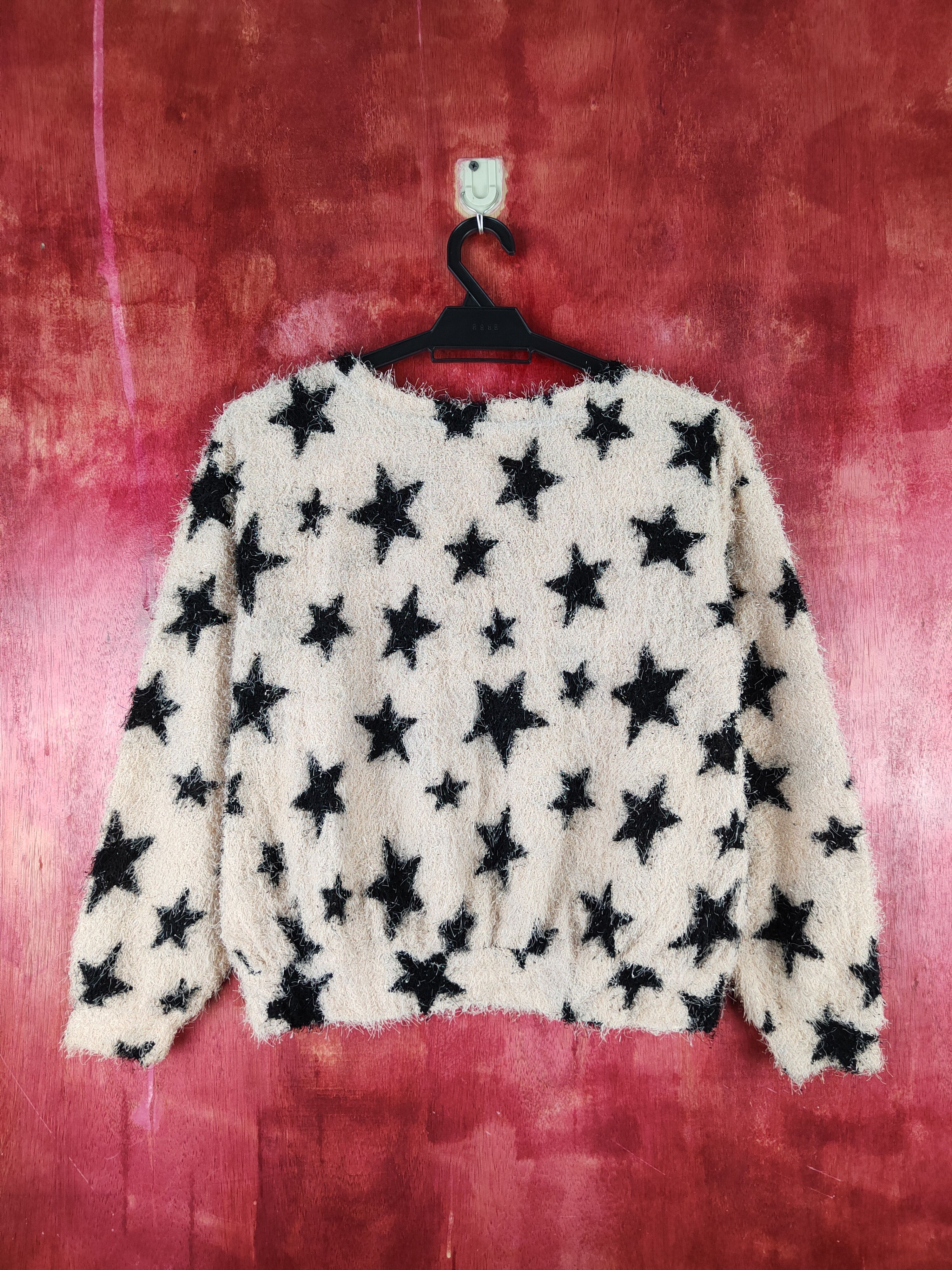 Homespun Knitwear Nice Claup Beige Star Shag Shaggy Fur Mohair Knitwear #S1983 Size S / US 4 / IT 40 - 7 Thumbnail