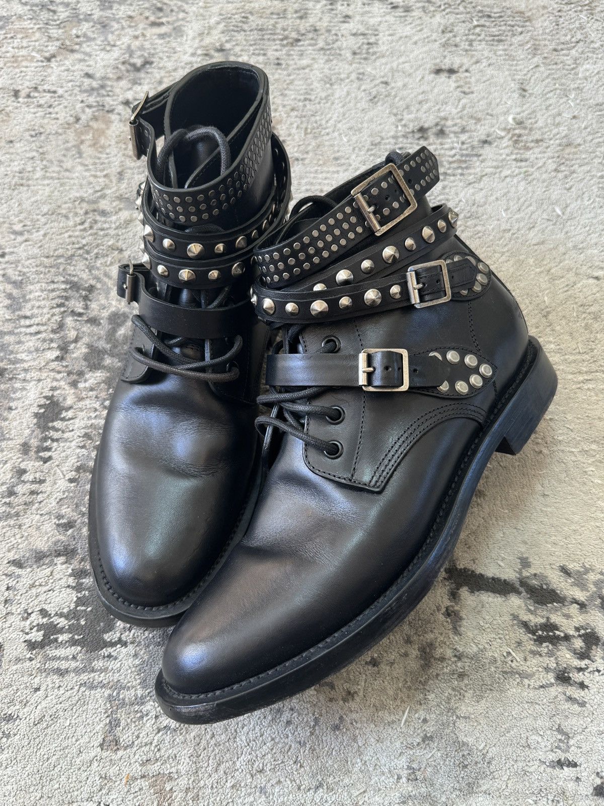 Saint Laurent Paris Saint Laurent Studded Combat Boots Size US 8.5 / EU 41-42 - 2 Thumbnail