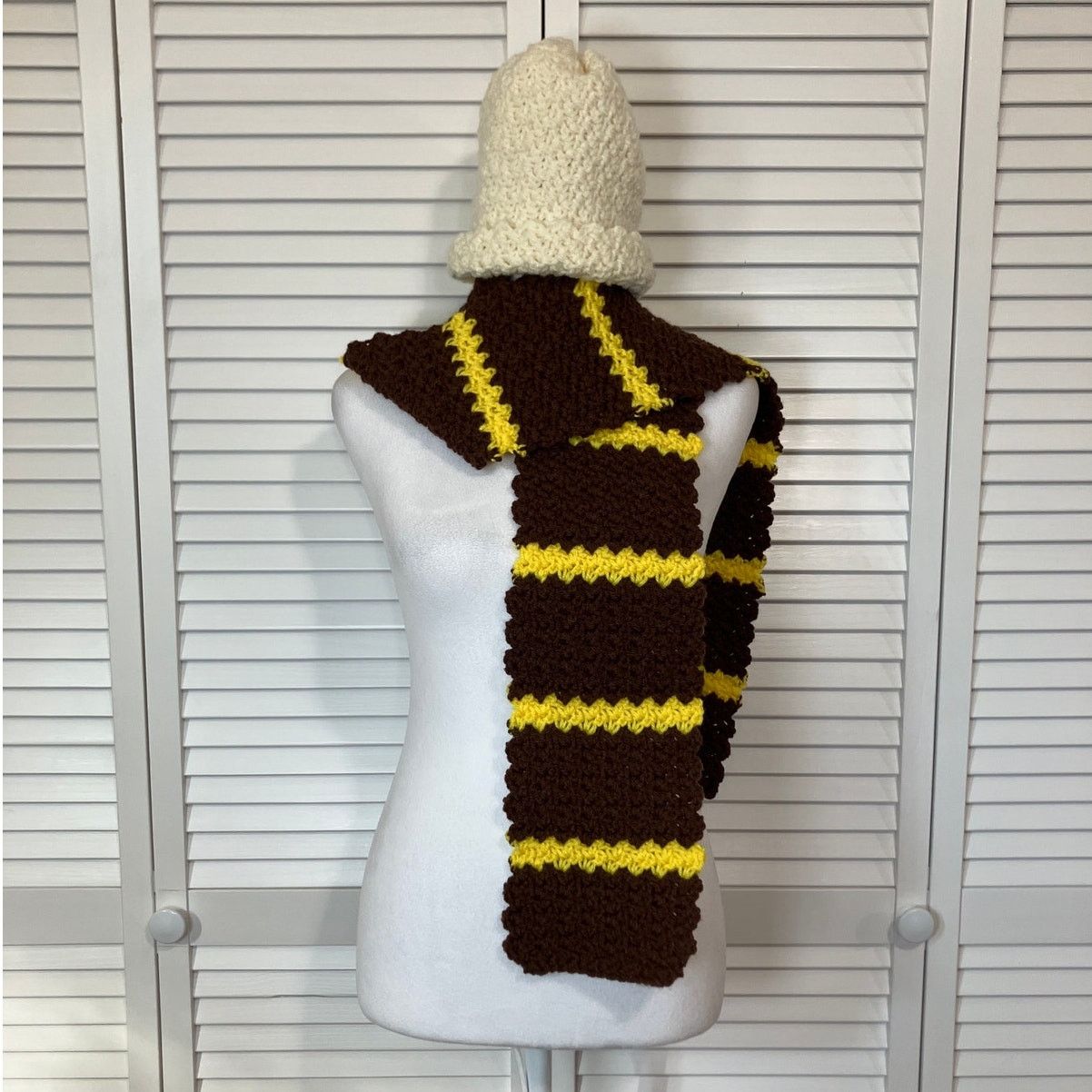 Handmade NWT Handmade Crocheted Multicolor Adult Beanie Scarf 63” Size ONE SIZE - 1 Thumbnail