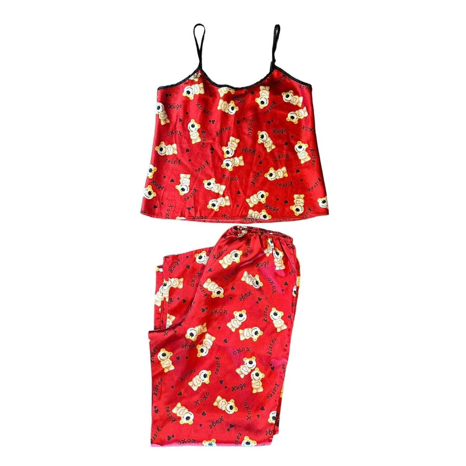 Other Fashion Bug Red Teddy Bear Satiny Pajama Set 90s Y2K Sz S Size ONE SIZE - 1 Thumbnail