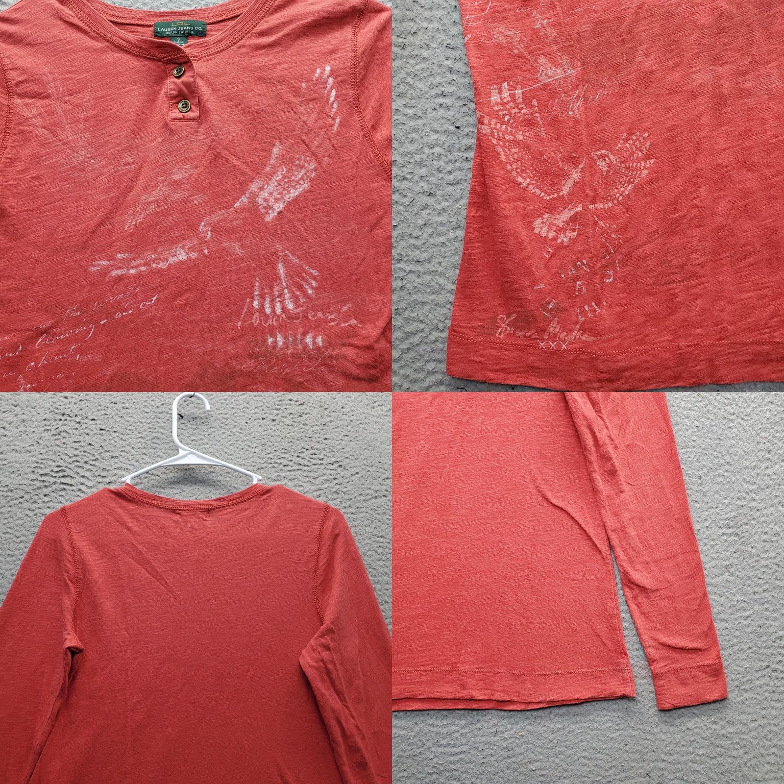 Ralph Lauren Lauren Ralph Lauren Henley Top Women S Orange Graphic Front Long Sleeve Pullover Shirt S Womens Orange Graphic Pullover Size S / US 4 / IT 40 - 8 Thumbnail