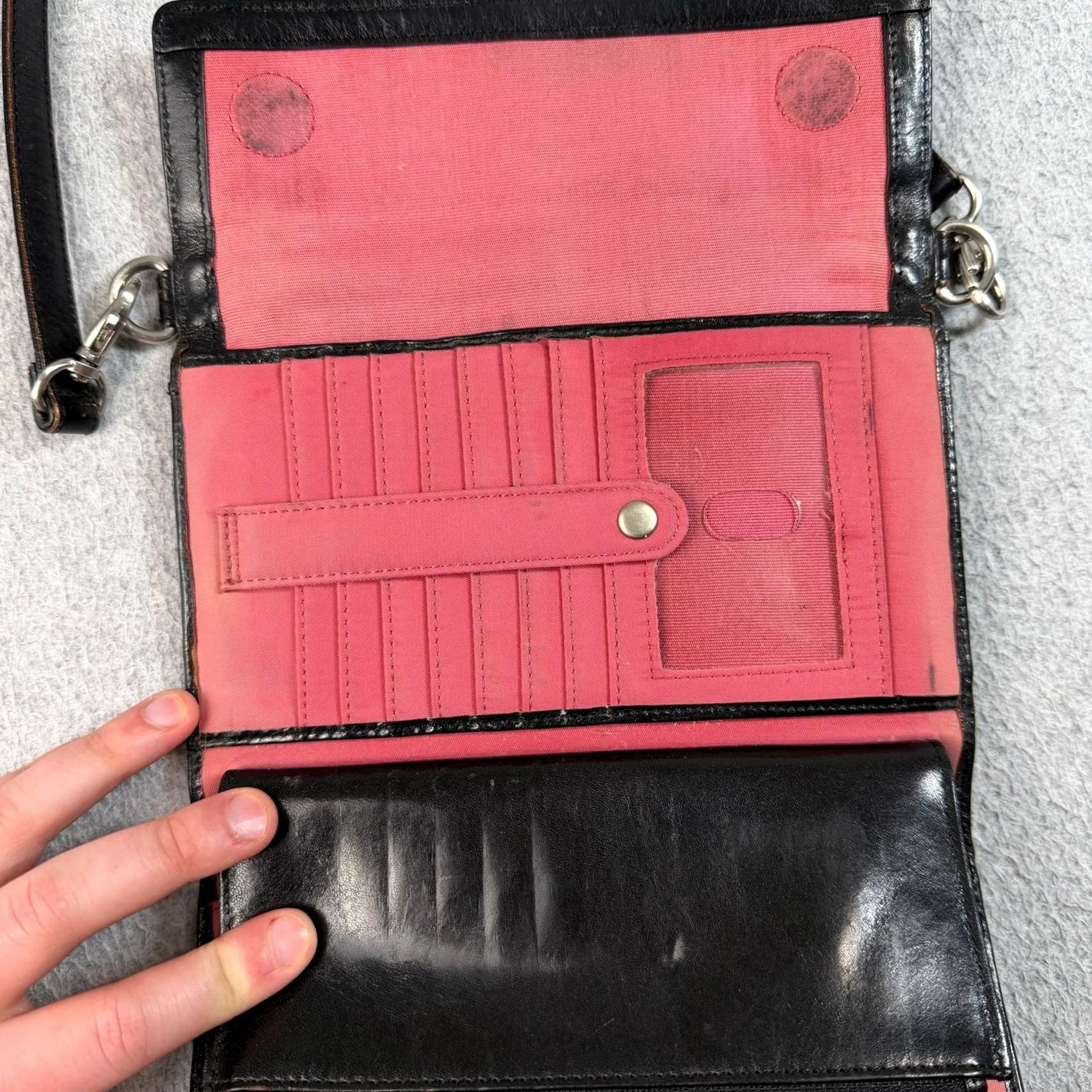 Vintage VINTAGE Hobo International Purse Bag Womens Small Black Leather Organizer Handbag READ Size ONE SIZE - 5 Thumbnail