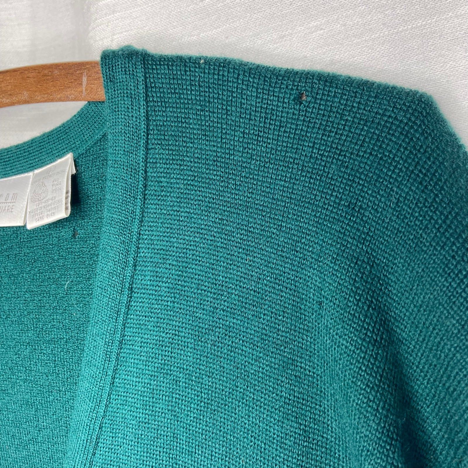 Nordstrom Vintage Nordstrom Town Square Green Wool Cardigan Sweater Size L / US 10 / IT 46 - 4 Thumbnail