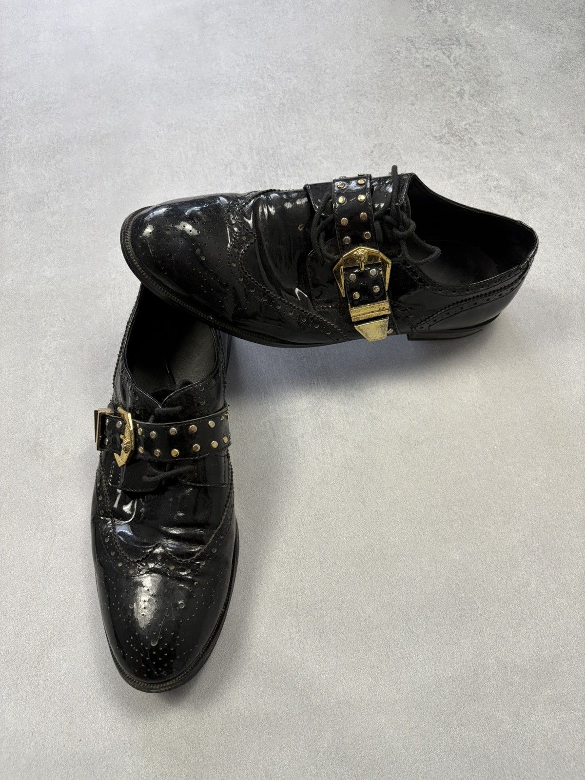 Versace Versace Vintage Black Patent Brogues Medusa Buckle Shoes 90s Size US 11 / EU 44 - 3 Thumbnail