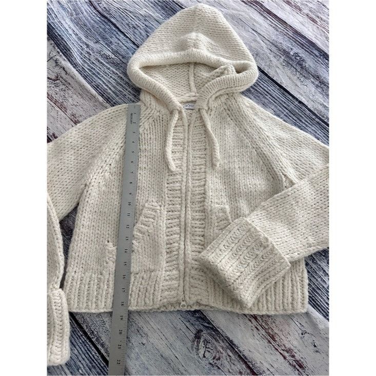 Other Vintage Y2K Chunky Hooded Zip Cardigan in Cream Size M / US 6-8 / IT 42-44 - 8 Thumbnail