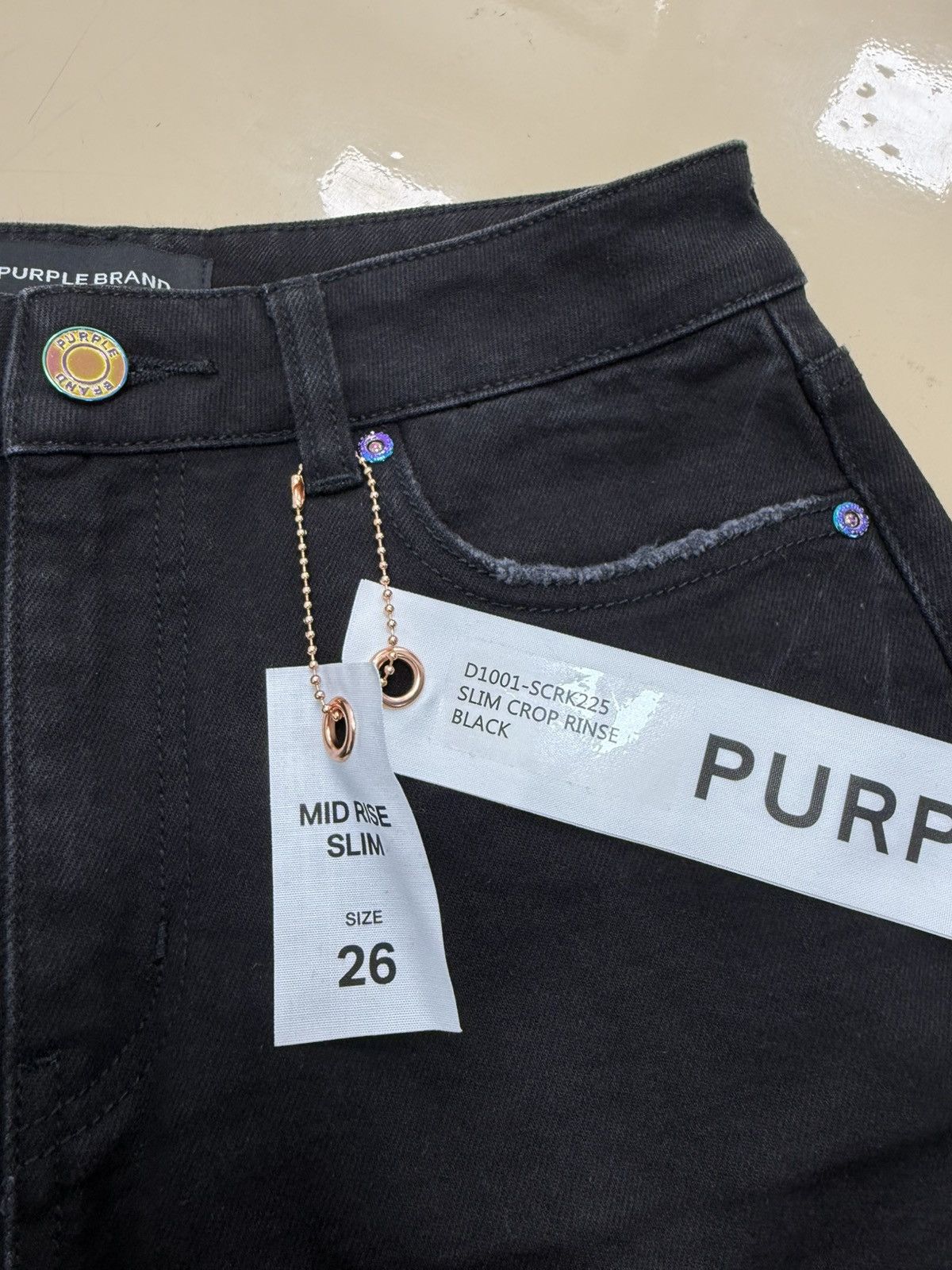Other Purple Brand Slim Crop Rinse Black Jeans Size 26" / US 2 / IT 38 - 2 Thumbnail