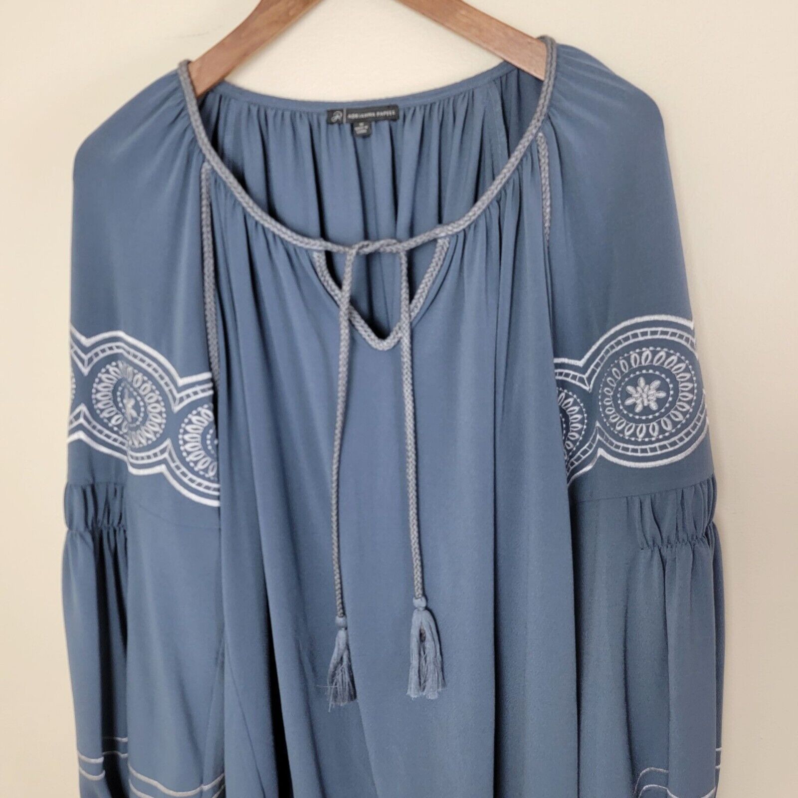 Adrianna Papell Adrianna Papell Embroidered Peasant Blouse Balloon Sleeve Size M / US 6-8 / IT 42-44 - 9 Thumbnail