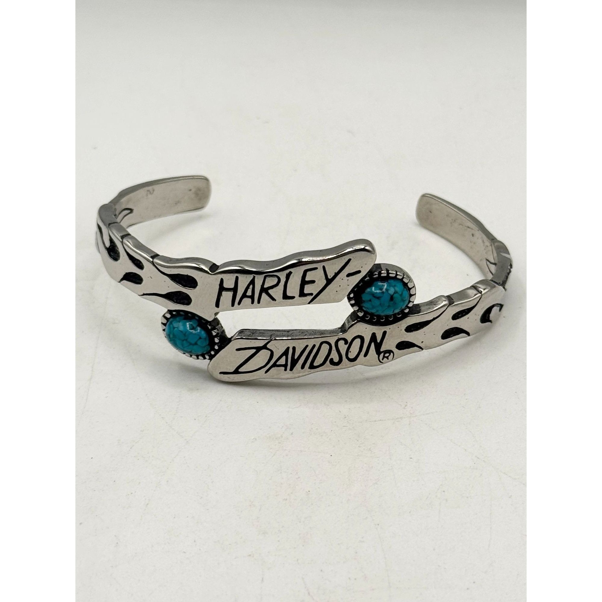 Harley Davidson Vintage Harley Davidson Turquoise Silver Cuff Bracelet Size ONE SIZE - 1 Thumbnail