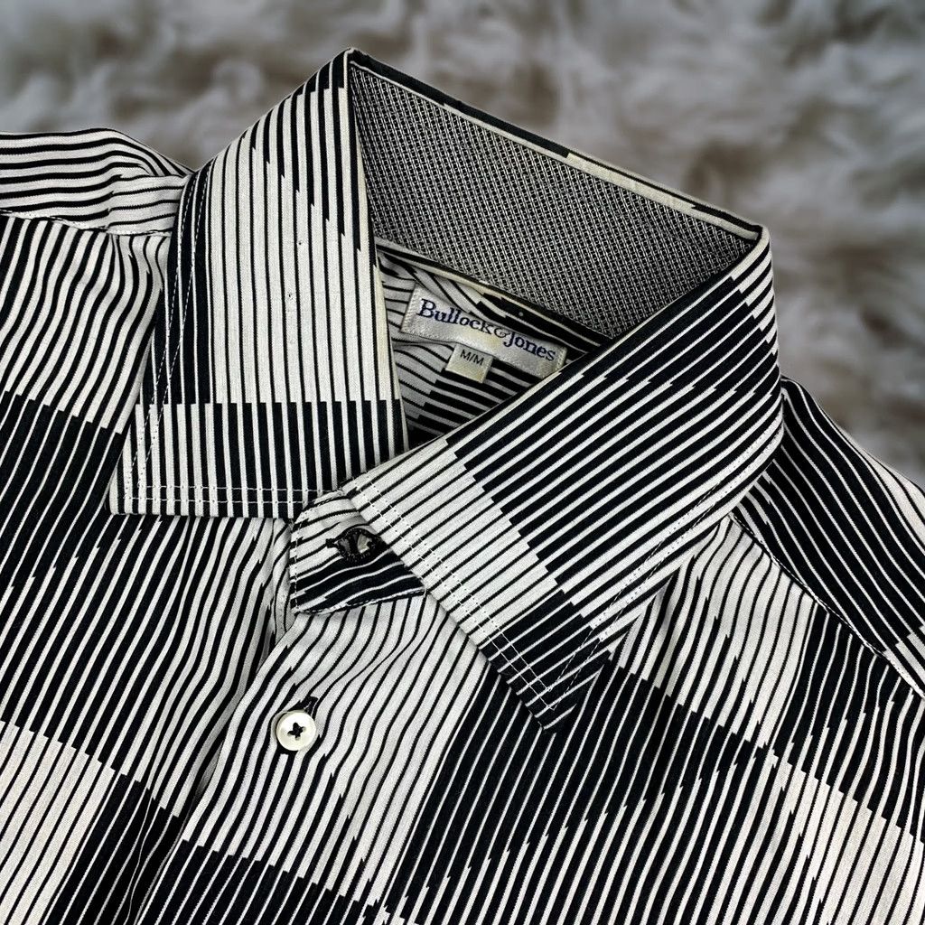 Vintage VINTAGE Bullock & Jones Men’s Button Shirt Black/White Abstract Geometric Long Sleeve Medium Button-Up Shirt Mens Size US M / EU 48-50 / 2 - 1 Thumbnail