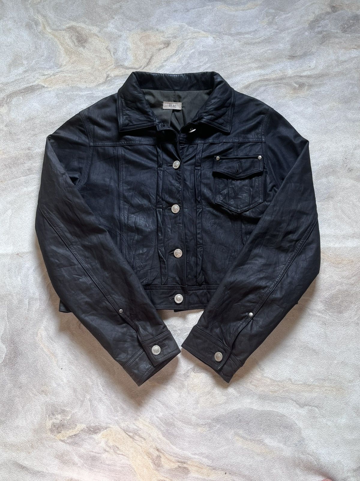 Japanese Brand Type 1 Cropped Leather Jacket By REAC Size XS / US 0-2 / IT 36-38 - 2 Thumbnail