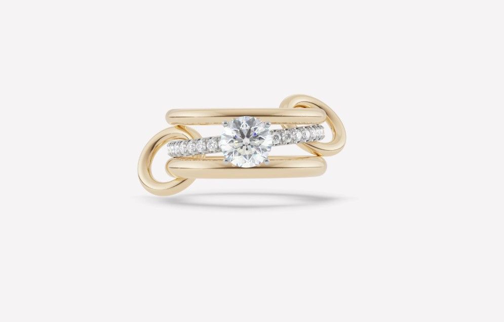 Moissanite Ring 925 Silver Linked Interconnected Band Ring