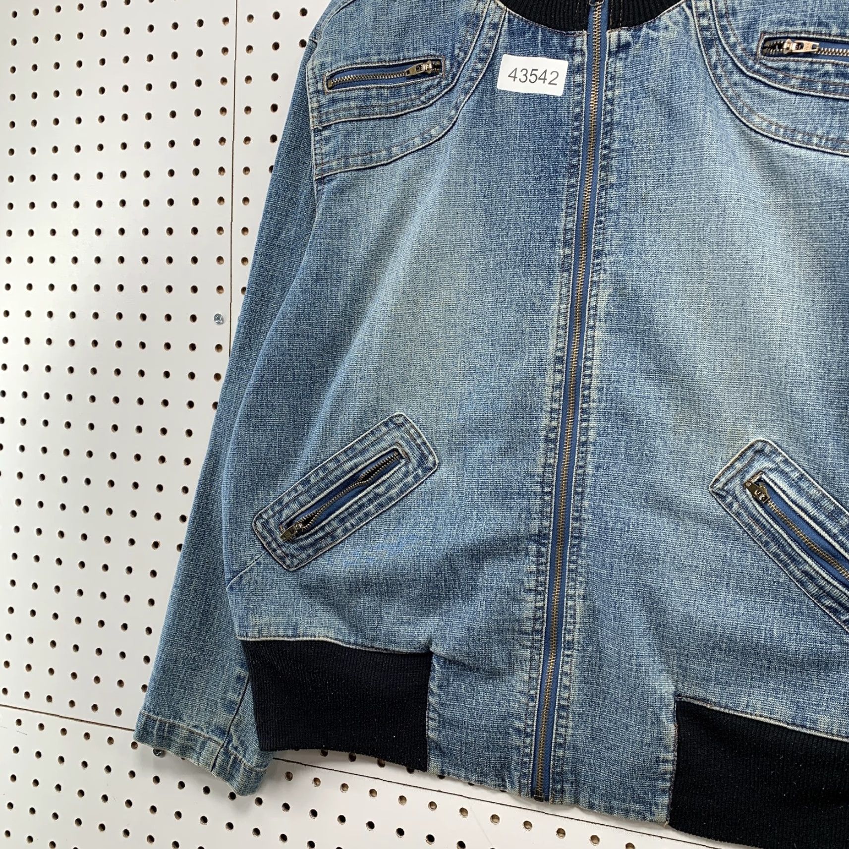 Vintage VINTAGE The Blues Denim Jacket Womens Plus 1X Blue Bomber Zip Up Pocket Zipper 1X Green? Wait. Size XL / US 12-14 / IT 48-50 - 3 Thumbnail