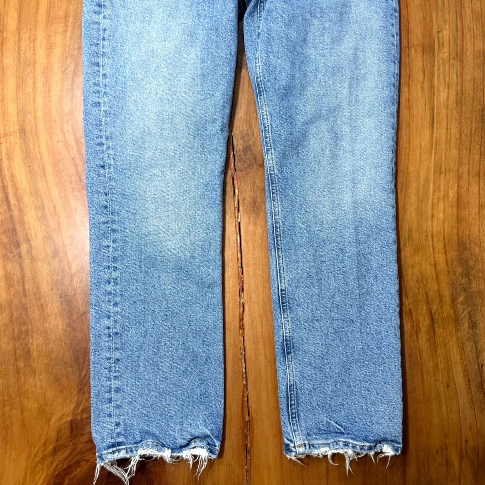 Agolde AGOLDE Jeans Riley Long 30 Denim Organic Cotton Button Fly Distressed 90s Womens Jeans 30 Blue ZZ23 Size 30" / US 8 / IT 44 - 2 Thumbnail