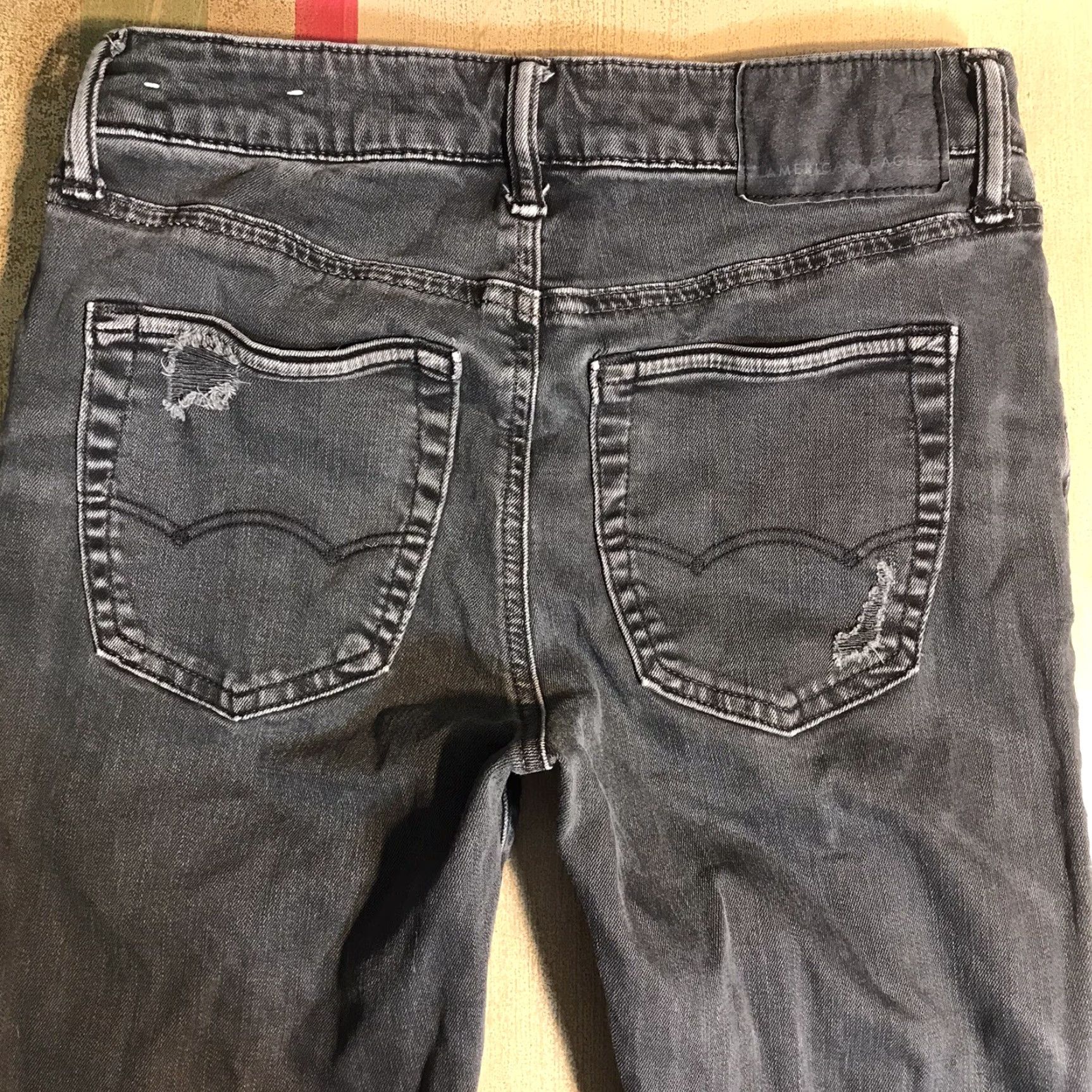 American Eagle Outfitters American Eagle Outfitters Slim Jeans Mens 29x29x32 Distressed Gray Slim Fit 5-Pocket Denim Cotton Blend City Preppy Grunge Men Size US 29 - 4 Thumbnail