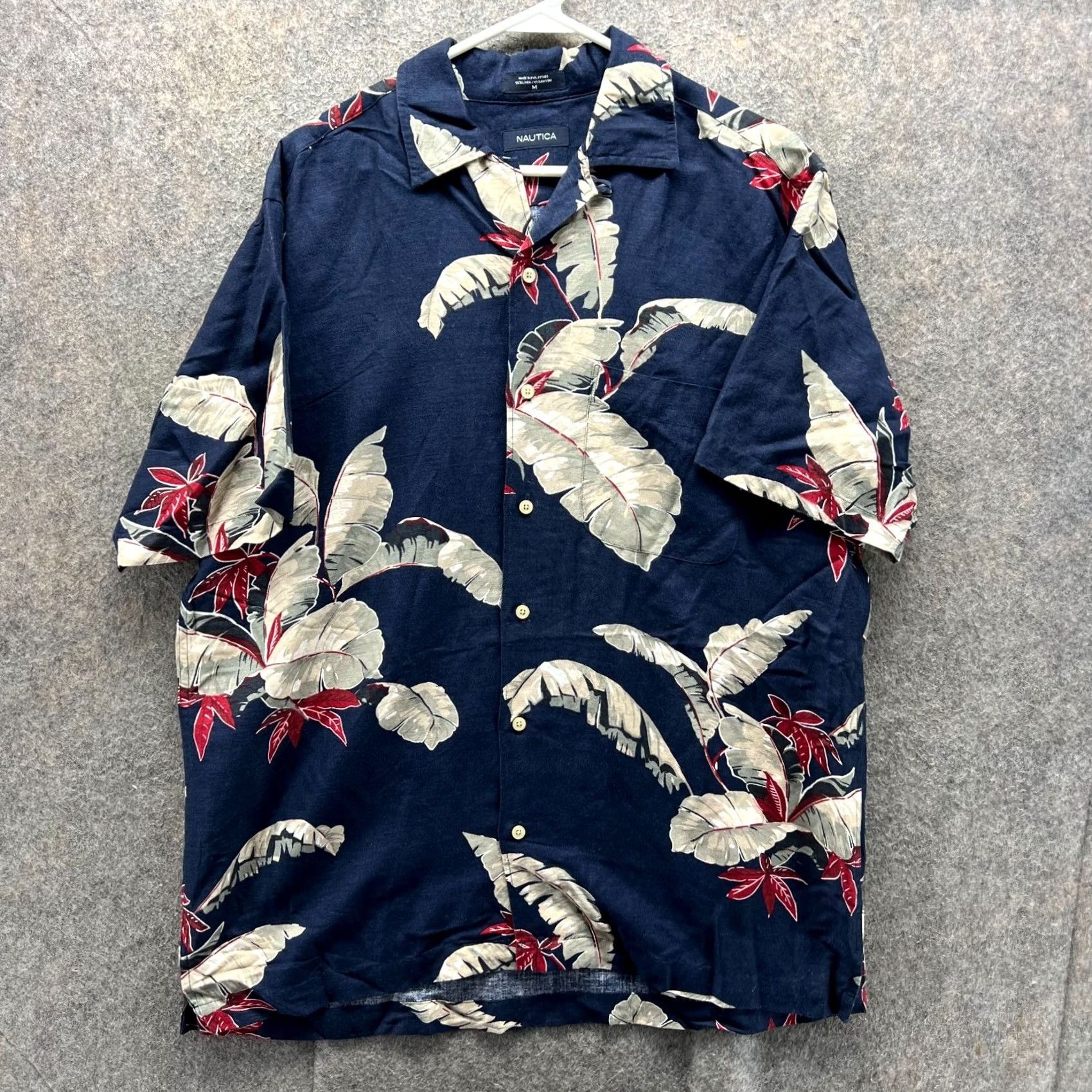 Nautica VINTAGE Nautica Shirt Mens Medium Blue Red Button Down Floral Linen Hawaiian Camp Vtg Size US M / EU 48-50 / 2 - 2 Thumbnail