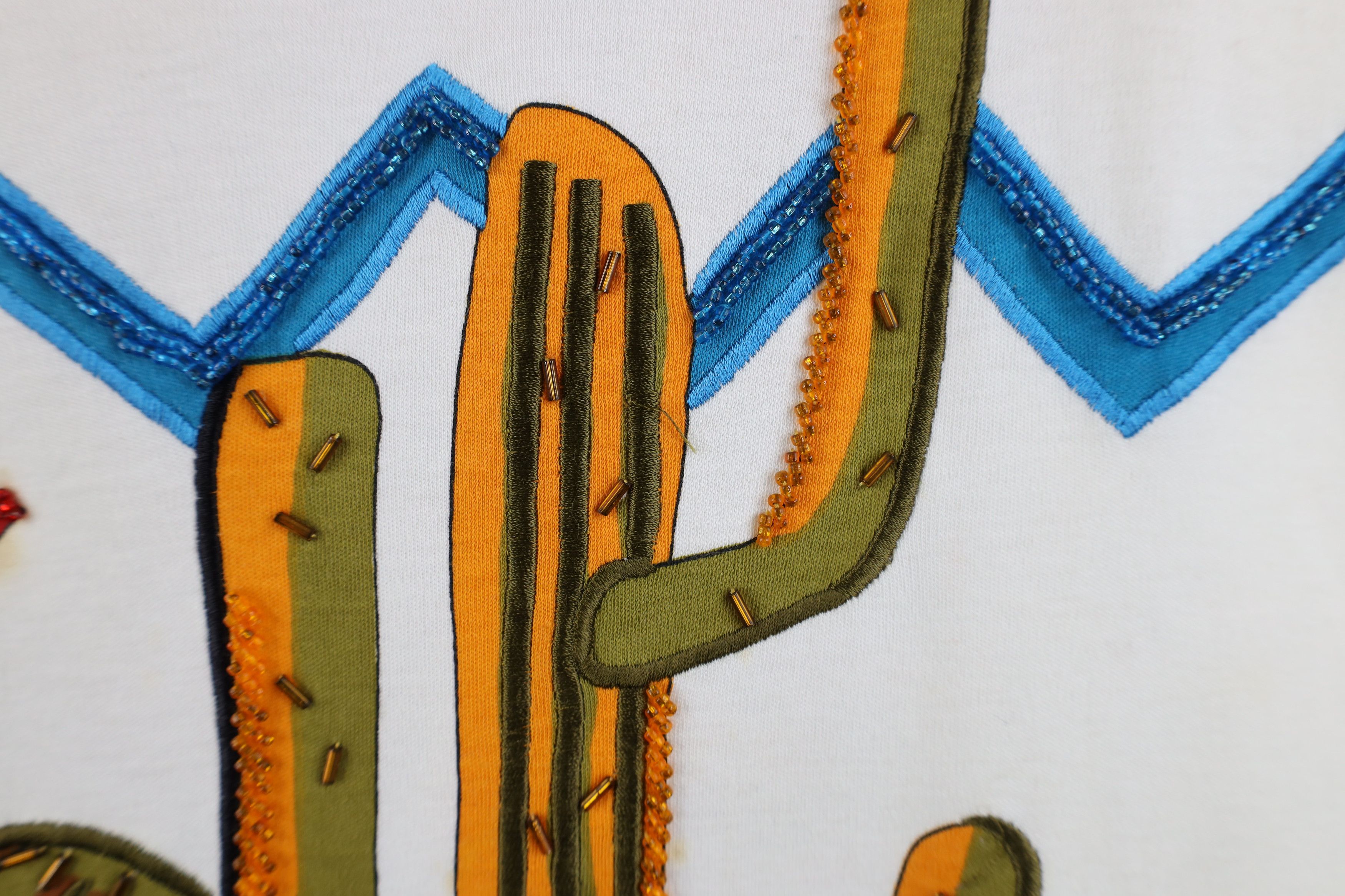 Vintage Vintage 90s Streetwear Southwestern Beaded Cactus T-Shirt Size XXL / US 16-18 / IT 52-54 - 6 Thumbnail
