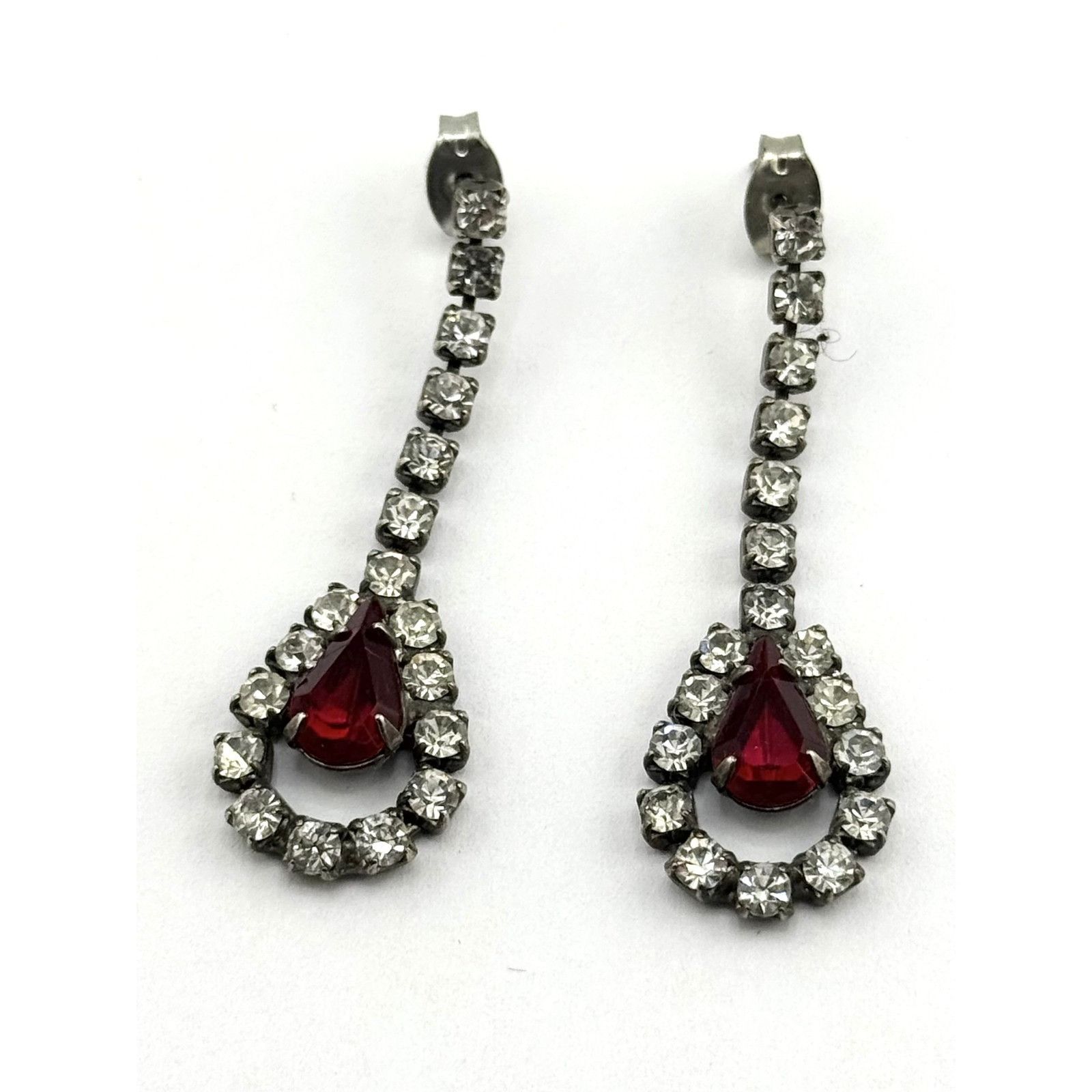 Vintage Vintage red rhinestone dangle drop earrings Size ONE SIZE - 1 Thumbnail
