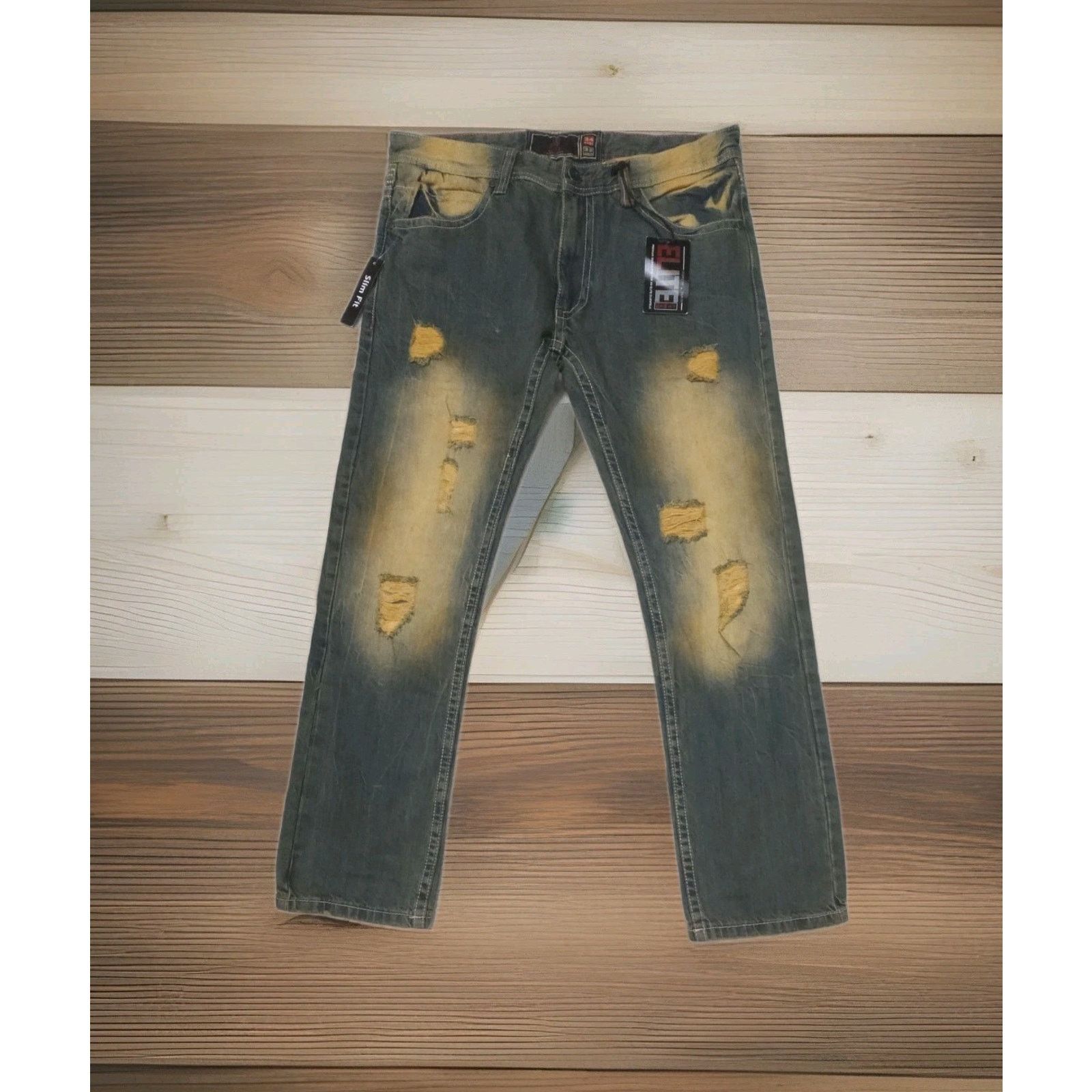 Other Elite Premium Mens Denim Zip Pocket Distressed Jeans 34×32 Size US 34 / EU 50 - 1 Thumbnail