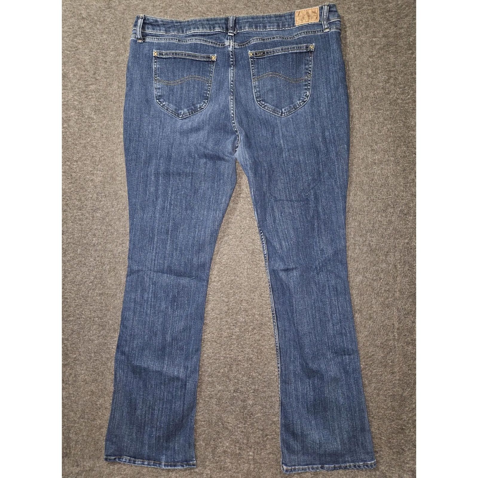 Lee Lee Jeans Womens 20L Blue Medium Wash Stretch Bootcut Denim High Rise Pockets Size 42" / US 20 - 6 Thumbnail