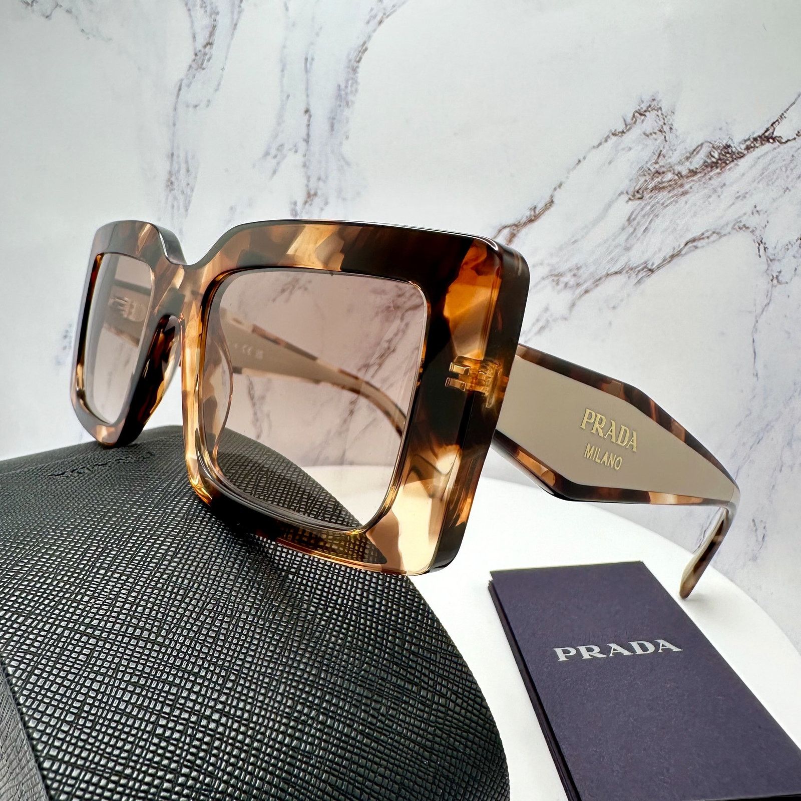 Prada New PRADA Sunglasses Brown Beige Caramel Gold Symbole Size ONE SIZE - 21 Thumbnail