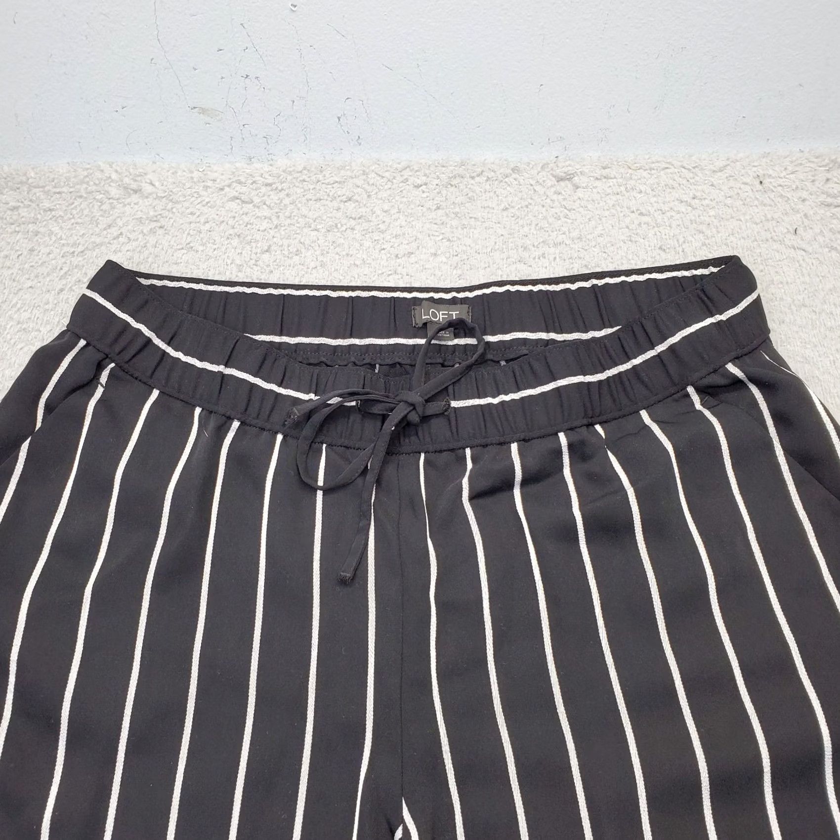 Loft LOFT Fluid Trouser Pants Women S Multicolor Striped Pockets Drawstring Waist Casual Size 28" / US 6 / IT 42 - 3 Thumbnail