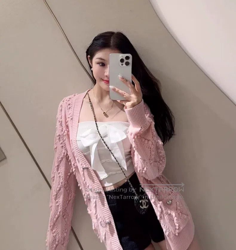 Chanel Chanel Pink mulberry silk V-neck single-breasted long-slee Size XS / US 0-2 / IT 36-38 - 8 Thumbnail