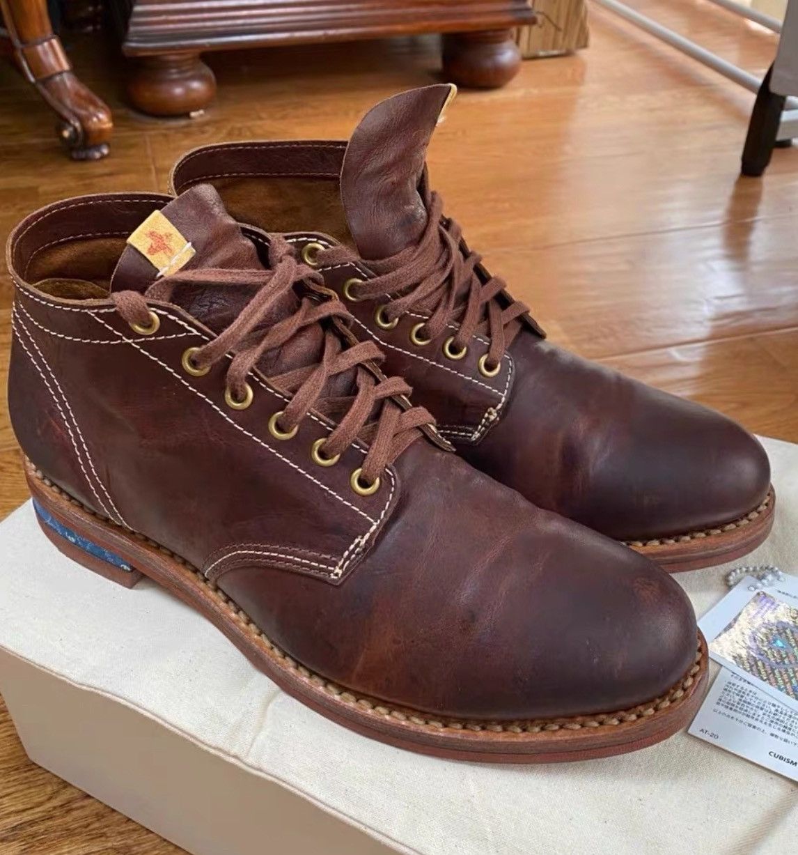 image of Visvim 13Aw Brigadier Kangaroo Leather Ceiling Boots in Brown, Men's (Size 14)