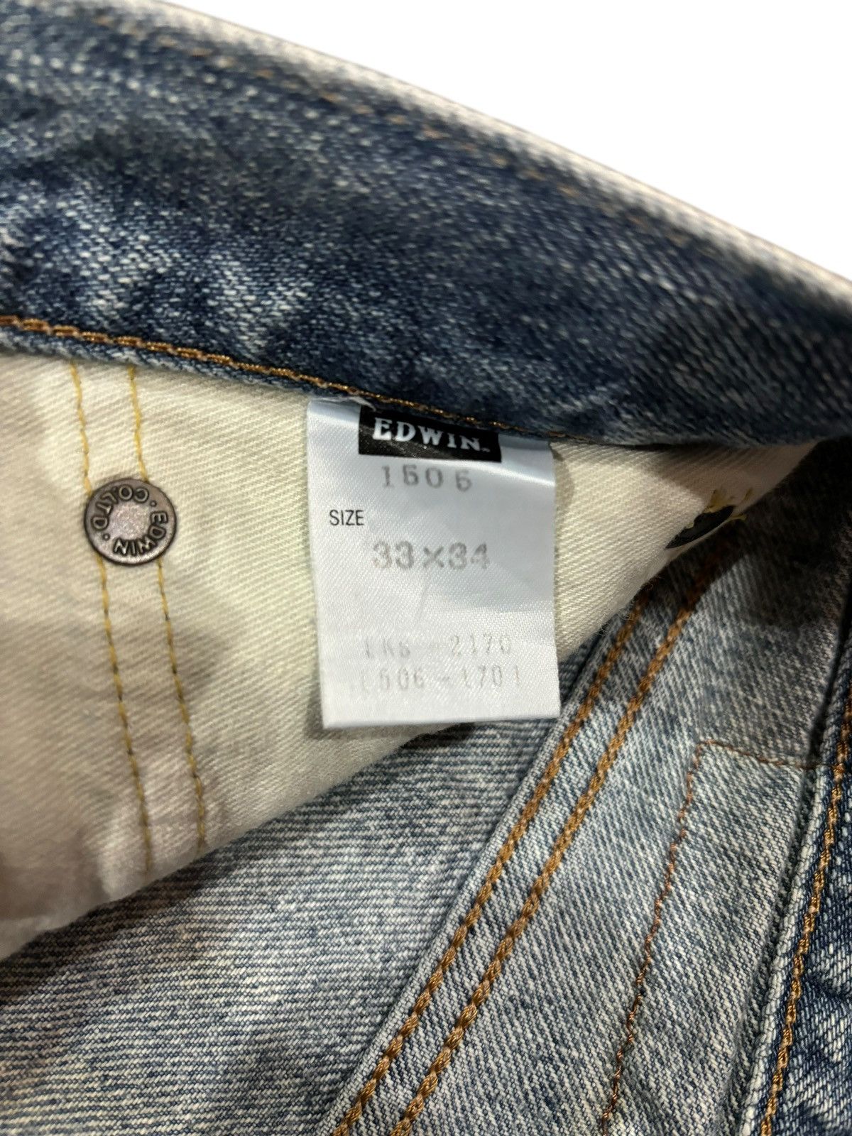 Edwin × Japanese Brand × Self Edge 90s Vtg Edwin 505z Selvedge Orange Tag Faded Jeans Size US 33 - 9 Thumbnail
