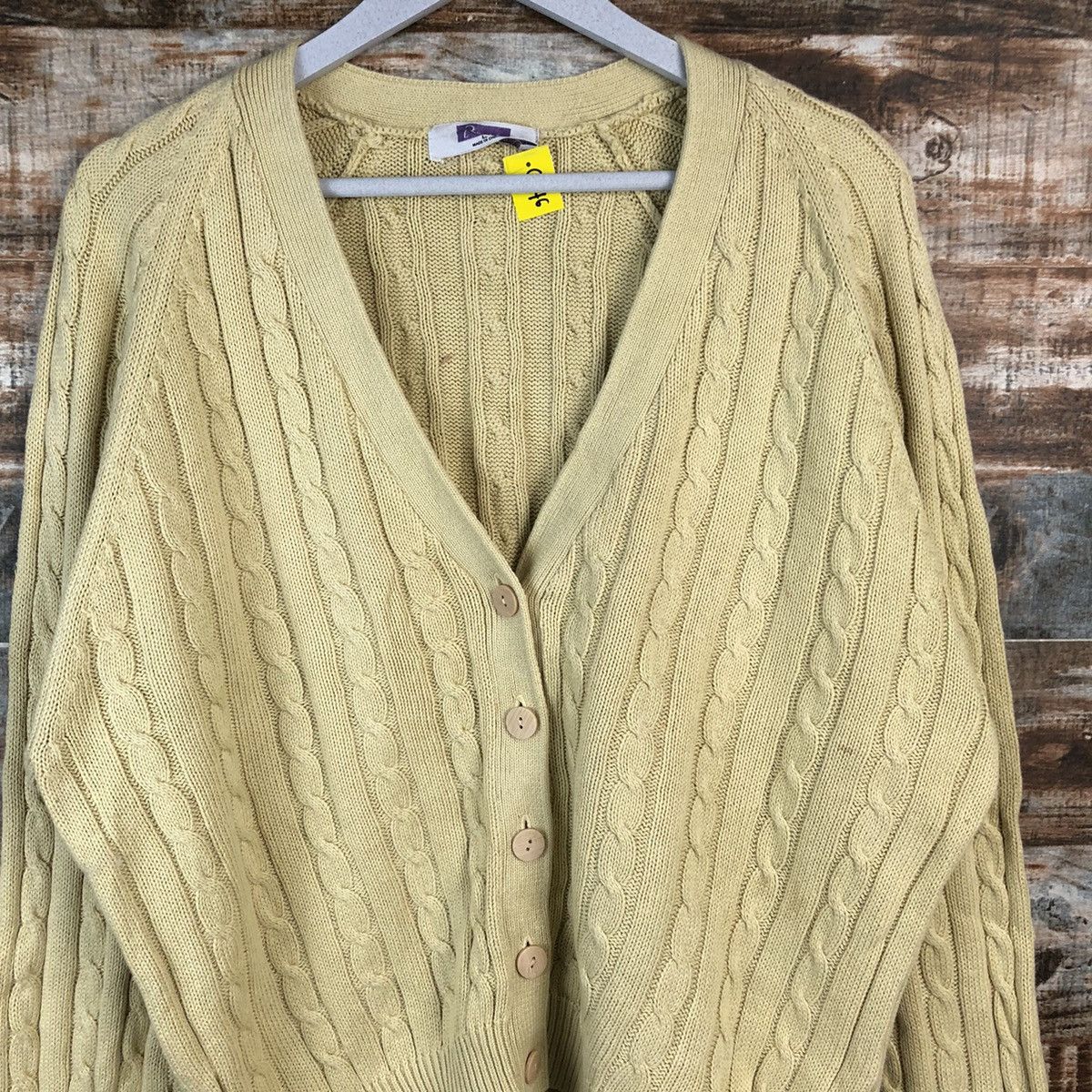 Vintage DLL Rama japan vintage Yellow Cardigan Knitwear #C046 Size US L / EU 52-54 / 3 - 5 Thumbnail