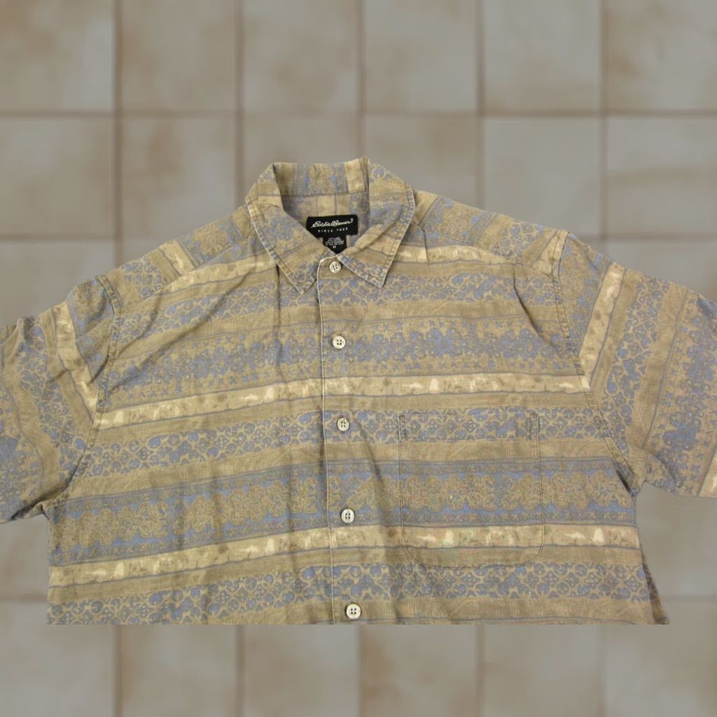 Eddie Bauer VINTAGE Eddie Bauer Shirt Adult Medium Brown Southwestern Aztec Linen Cotton Men Size US M / EU 48-50 / 2 - 1 Thumbnail