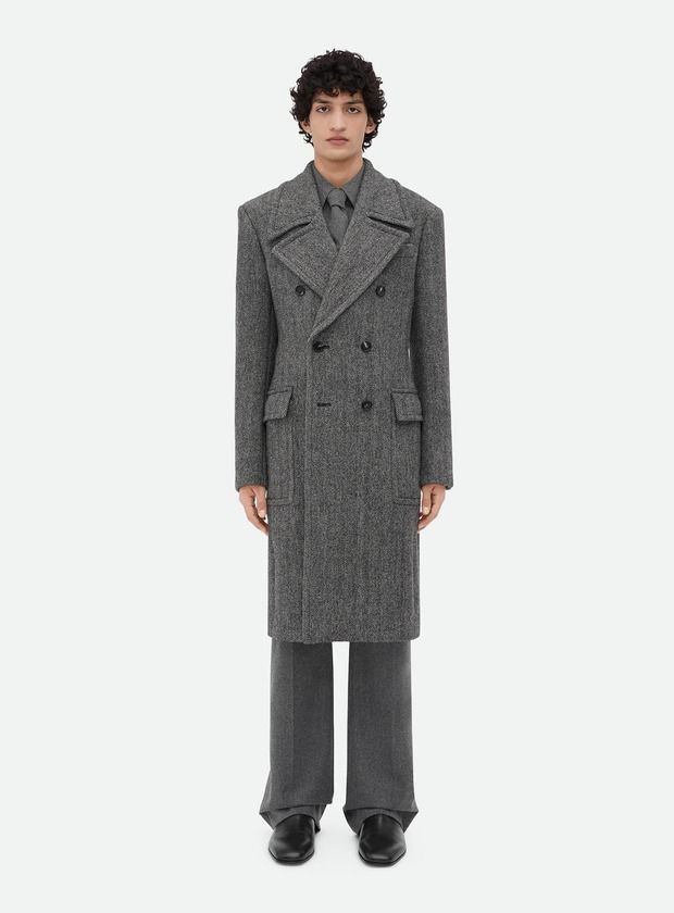 Bottega Veneta o1bcso1str0226 Melange Wool Coat in Gray Size US M / EU 48-50 / 2 - 1 Thumbnail