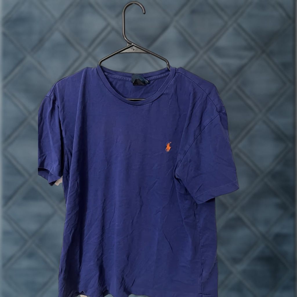 Polo Ralph Lauren VINTAGE Polo Ralph Lauren T-Shirt Medium Blue Solid Crew Neck Short Sleeve Regular Fit Logo Mens Size US M / EU 48-50 / 2 - 1 Thumbnail
