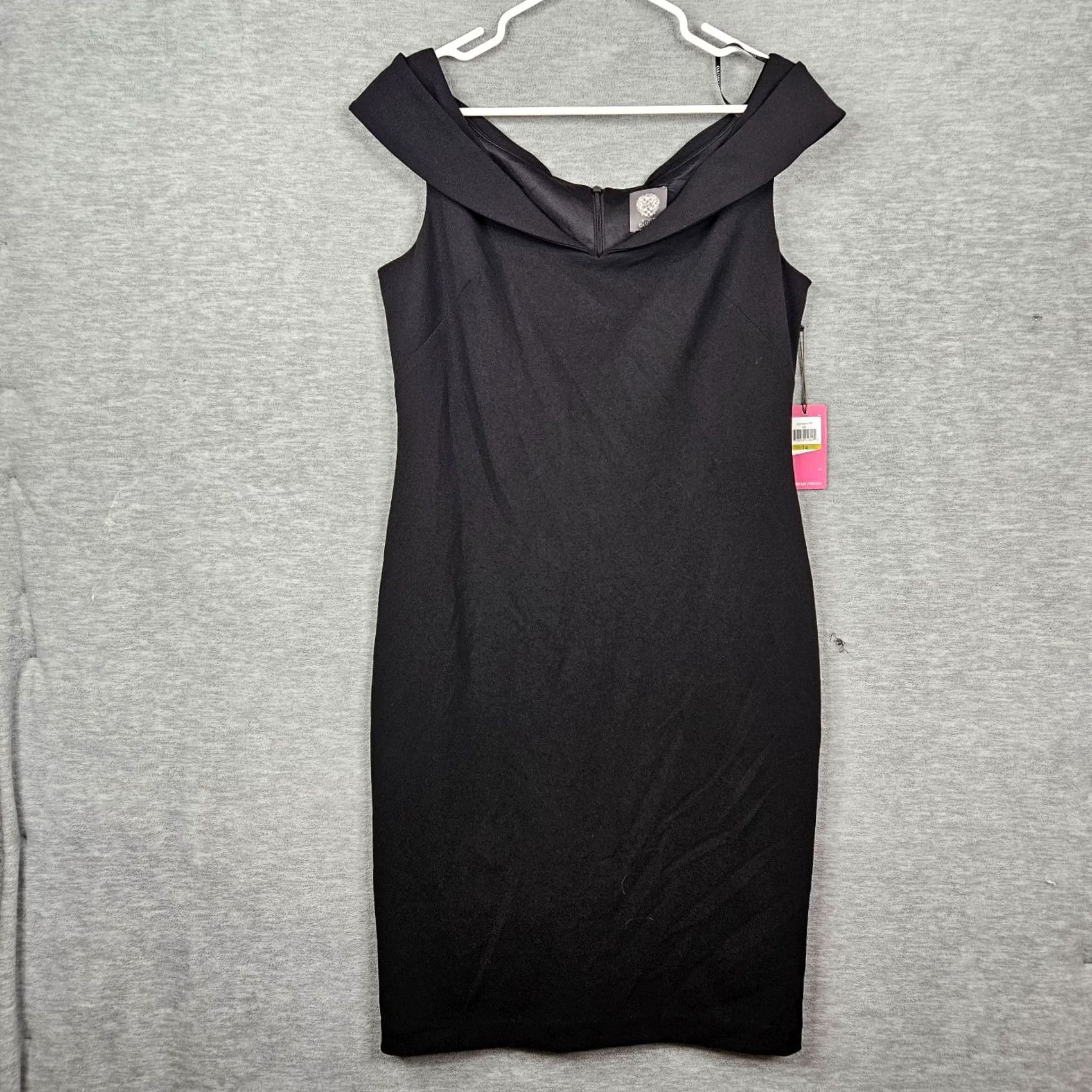 Vince Camuto Vince Camuto Black Off-The-Shoulder Sheath Dress Size 14 NEW Womens Short Sleeve Polyester Spandex Size XL / US 12-14 / IT 48-50 - 2 Thumbnail