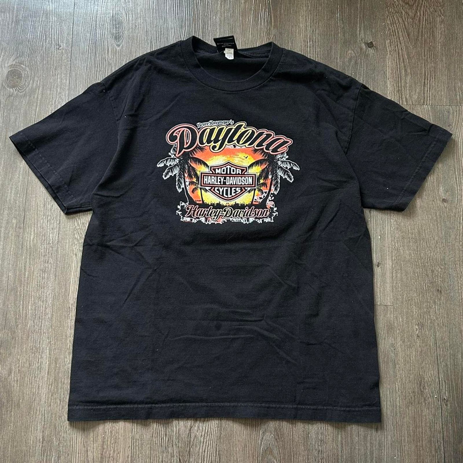 Harley Davidson Y2K Harley Davidson Dayonta Beach Sunset Black Tee. Sz L Size US L / EU 52-54 / 3 - 1 Thumbnail