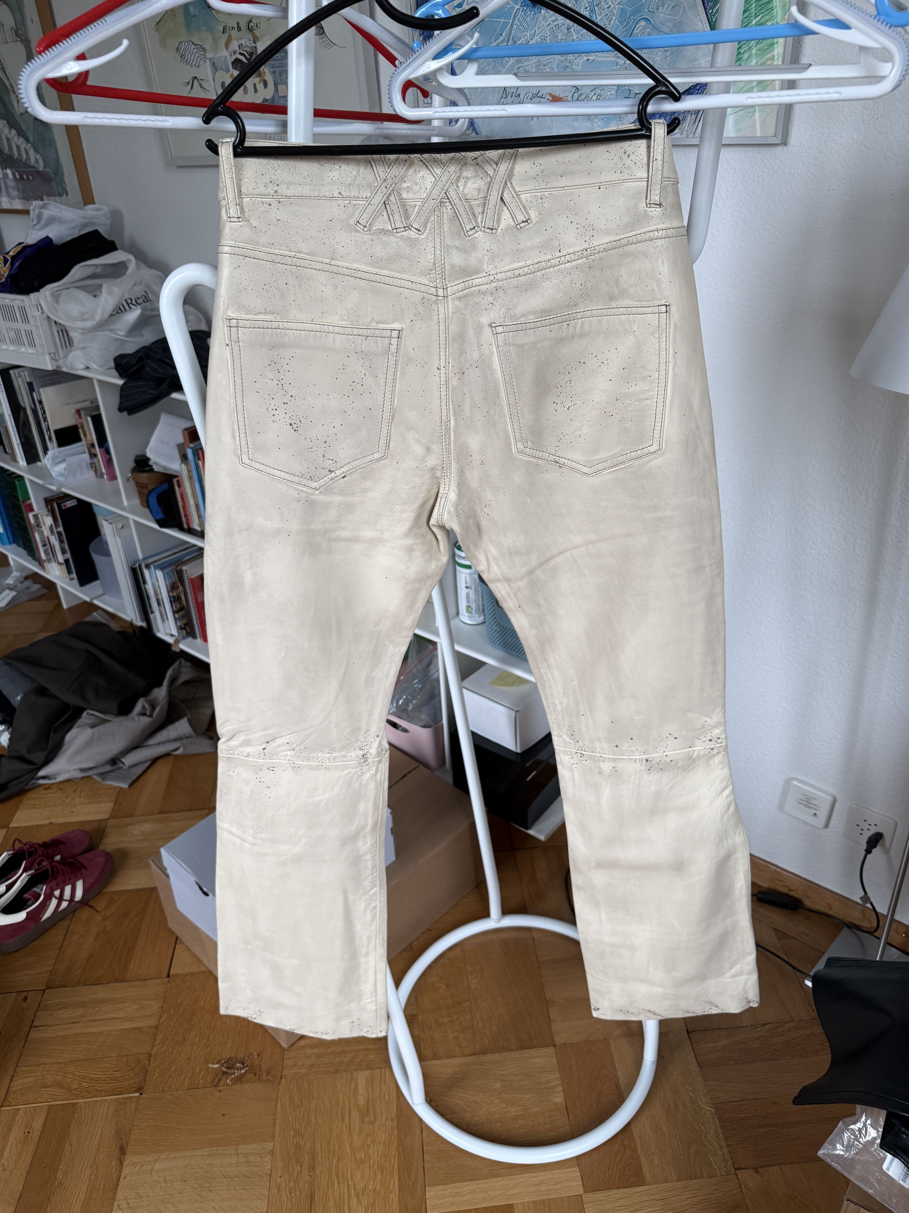 Enfants Riches Deprimes White Lamb Leather Flared Pants Size US 32 / EU 48 - 4 Thumbnail