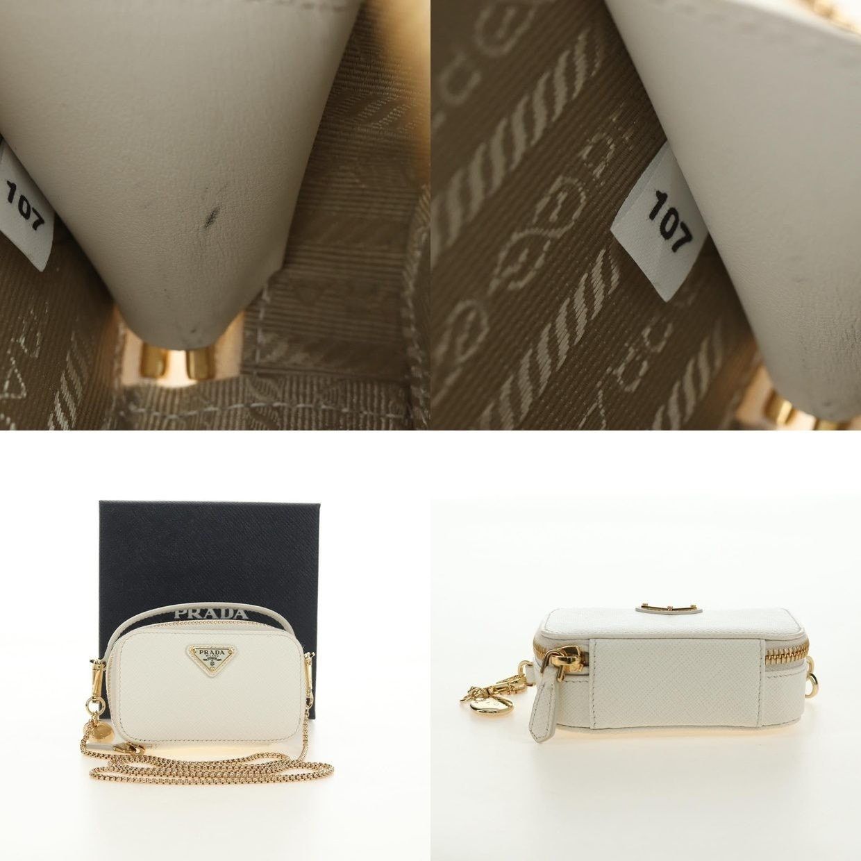Prada Prada Leather Chain Mini Shoulder Bag White Size ONE SIZE - 11 Thumbnail