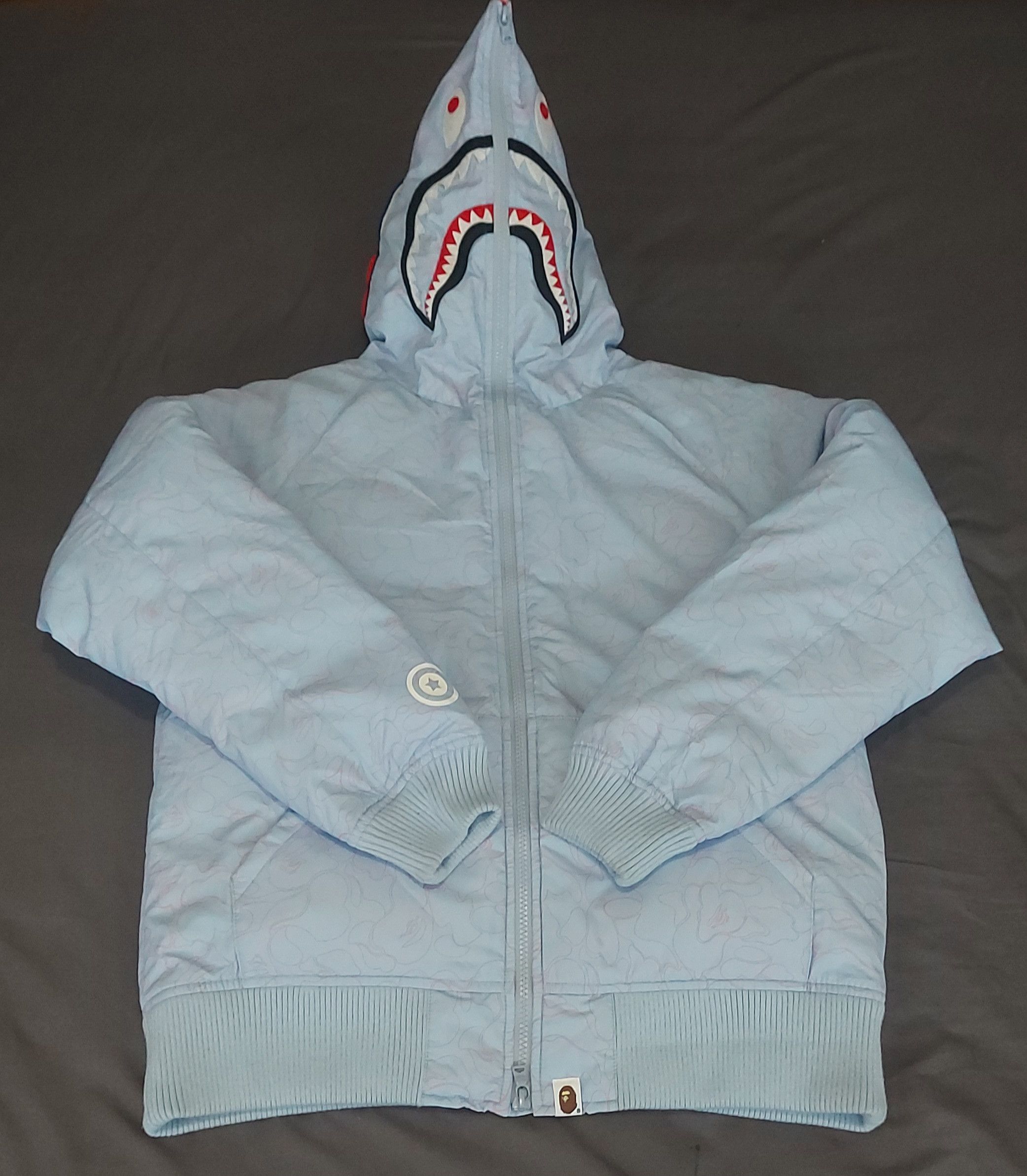 Image of Bape Line Camo Shark Jacket in Pink/Powder Blue, Women's (Size Small)