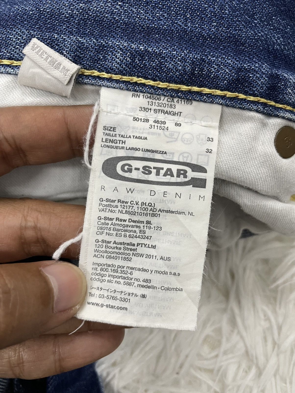 G-Star G Star Raw Denim 3301 Straight Jeans Pant Size US 34 / EU 50 - 19 Thumbnail