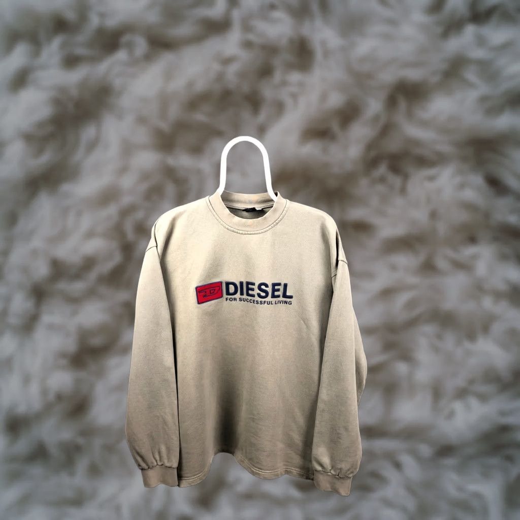 Diesel Diesel Men's Sweatshirt XL Green Cotton Pullover Crew Neck Long Sleeve Embroidered Logo Size US XL / EU 56 / 4 - 1 Thumbnail