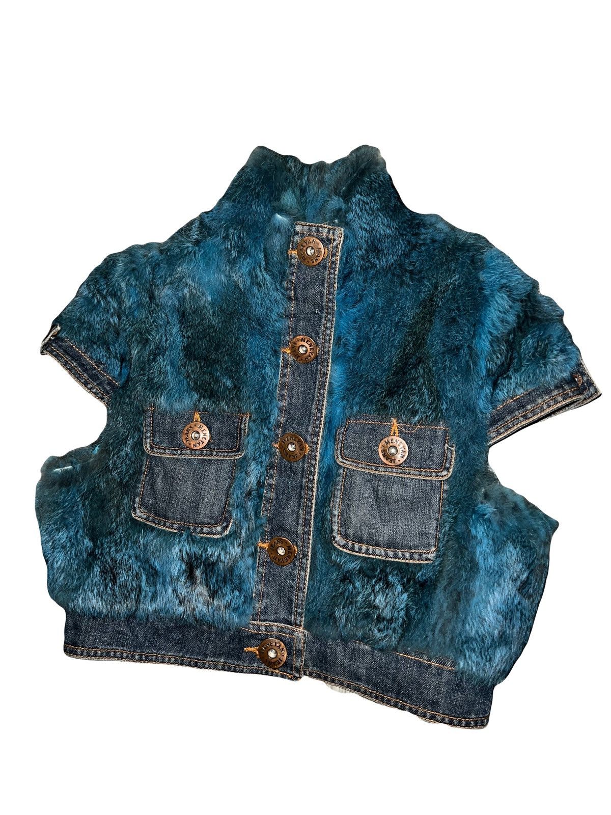 Japanese Brand Denim fur crop vest 💙🦋 Size S / US 4 / IT 40 - 7 Thumbnail