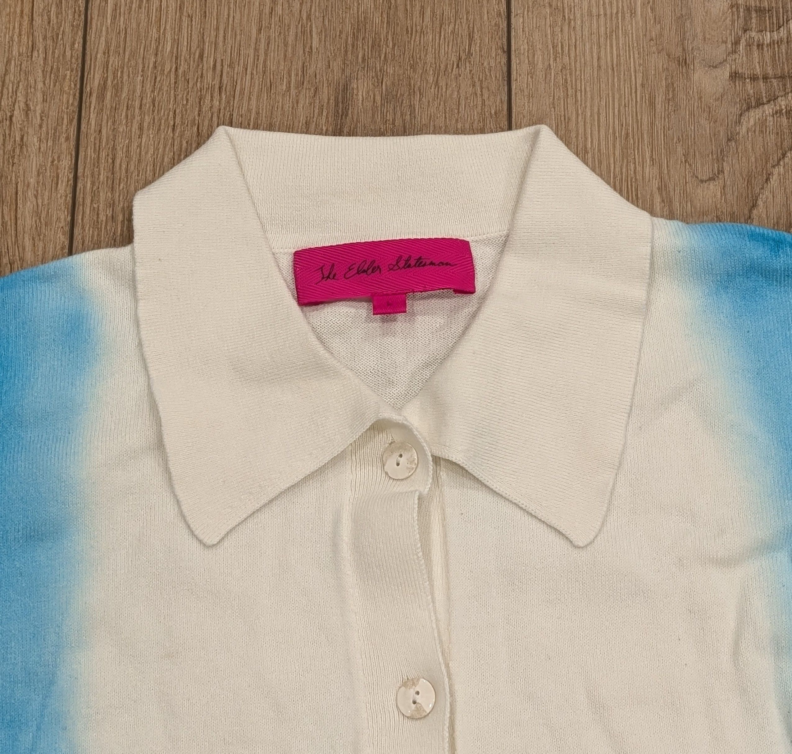 The Elder Statesman The Elder Statesman Cotton/Cashmere Sweater Ivory/Blue Large Size US L / EU 52-54 / 3 - 2 Thumbnail