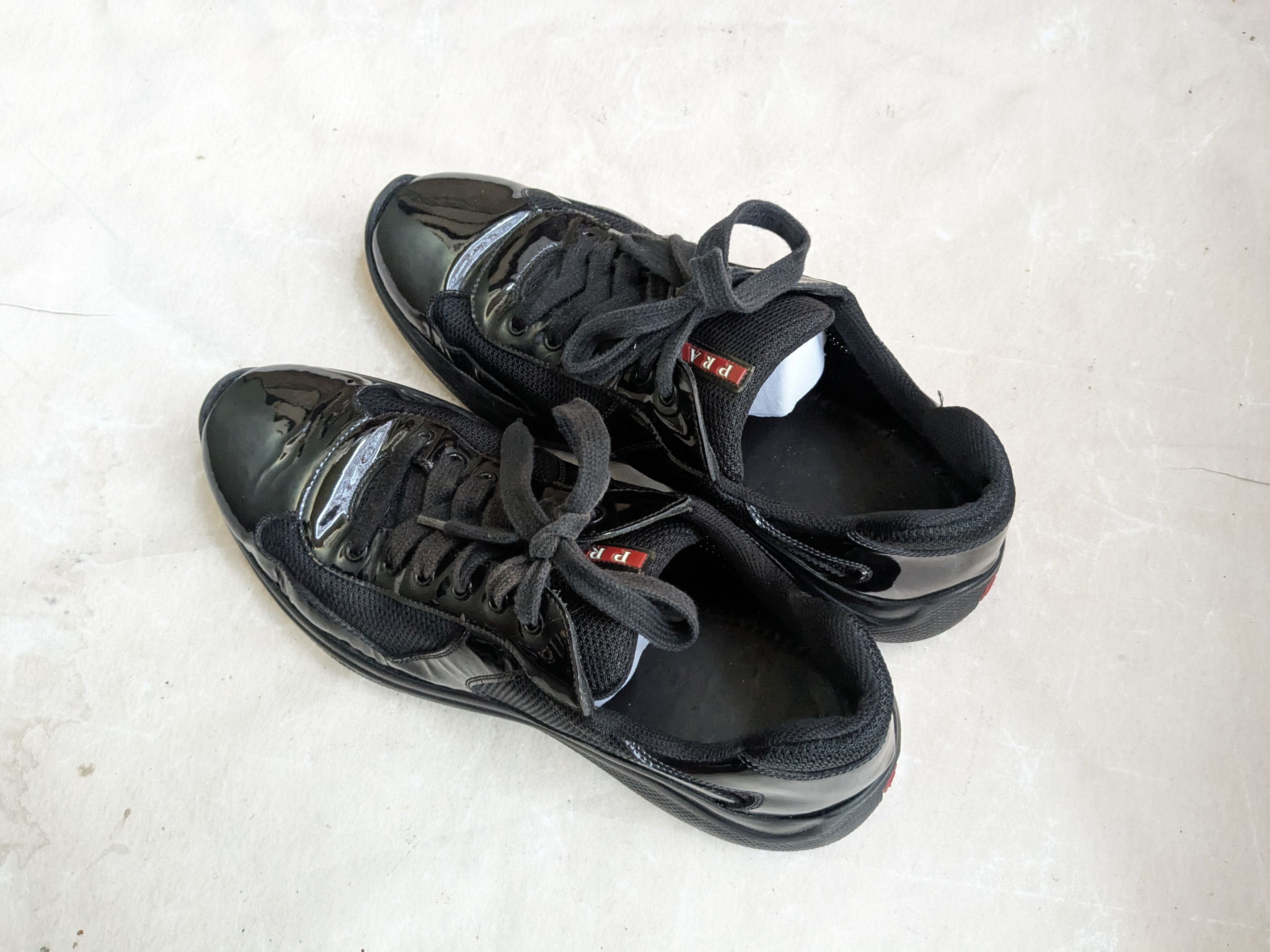 Prada Prada America's Cup Sneakers Black Patent Leather 10 Red Size US 10 / EU 43 - 14 Thumbnail