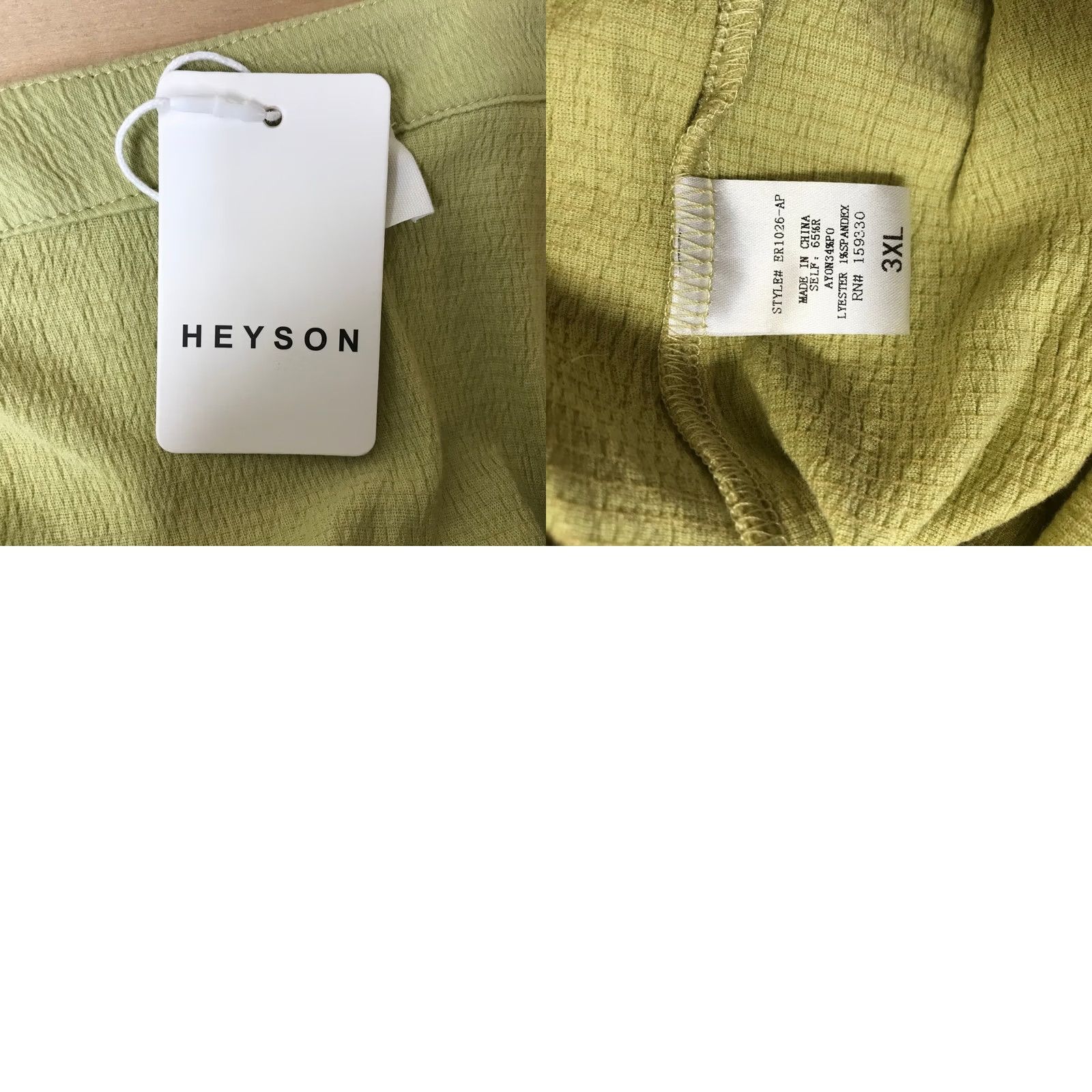 Vintage HEYSON Oversized V Neck Button Front Textured Midi Dress 3XL Olive Green Size XXL / US 16-18 / IT 52-54 - 8 Thumbnail