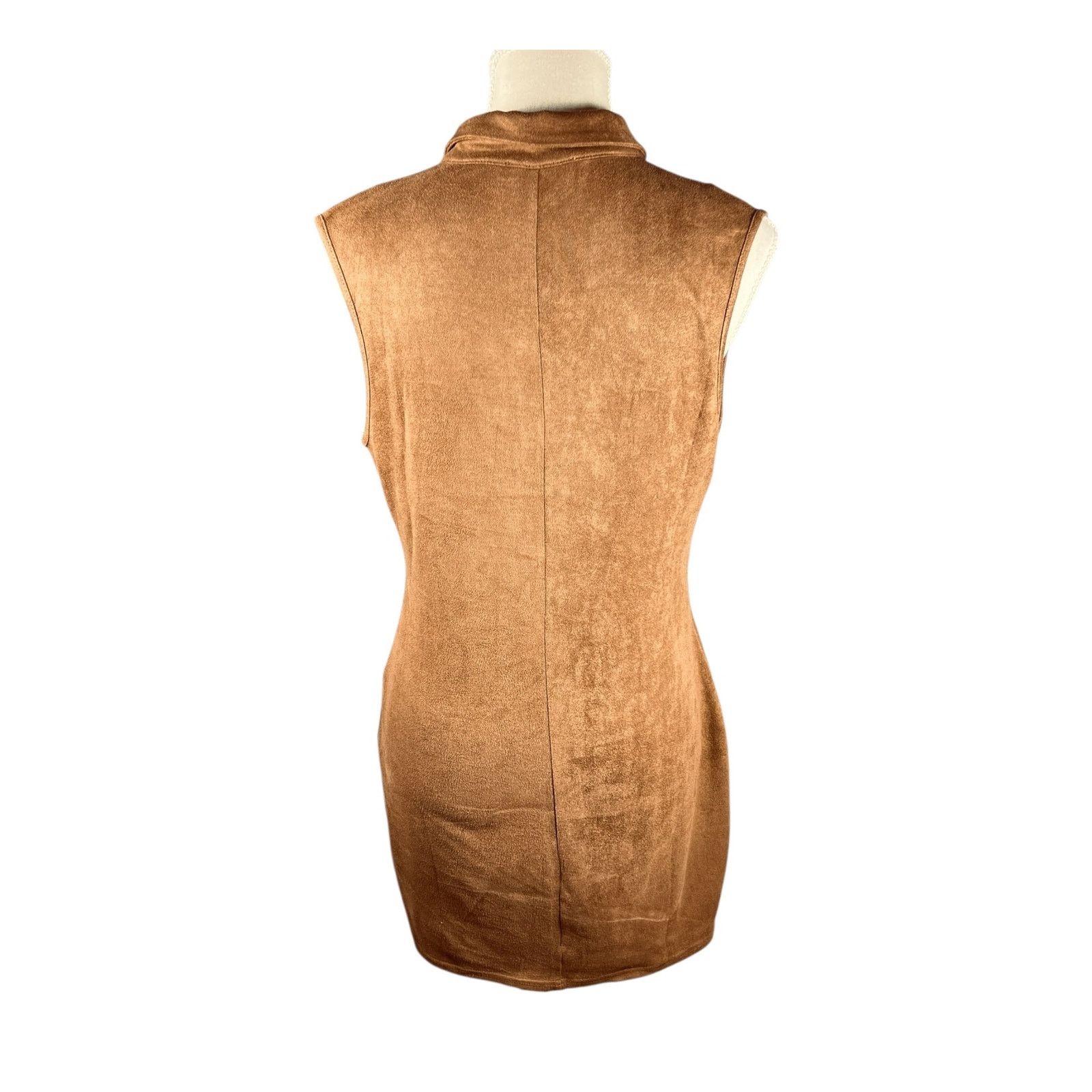 Other Retro Mod Faux Suede Zip Front Mini Dress Sienna Brown Sz L Size L / US 10 / IT 46 - 2 Thumbnail