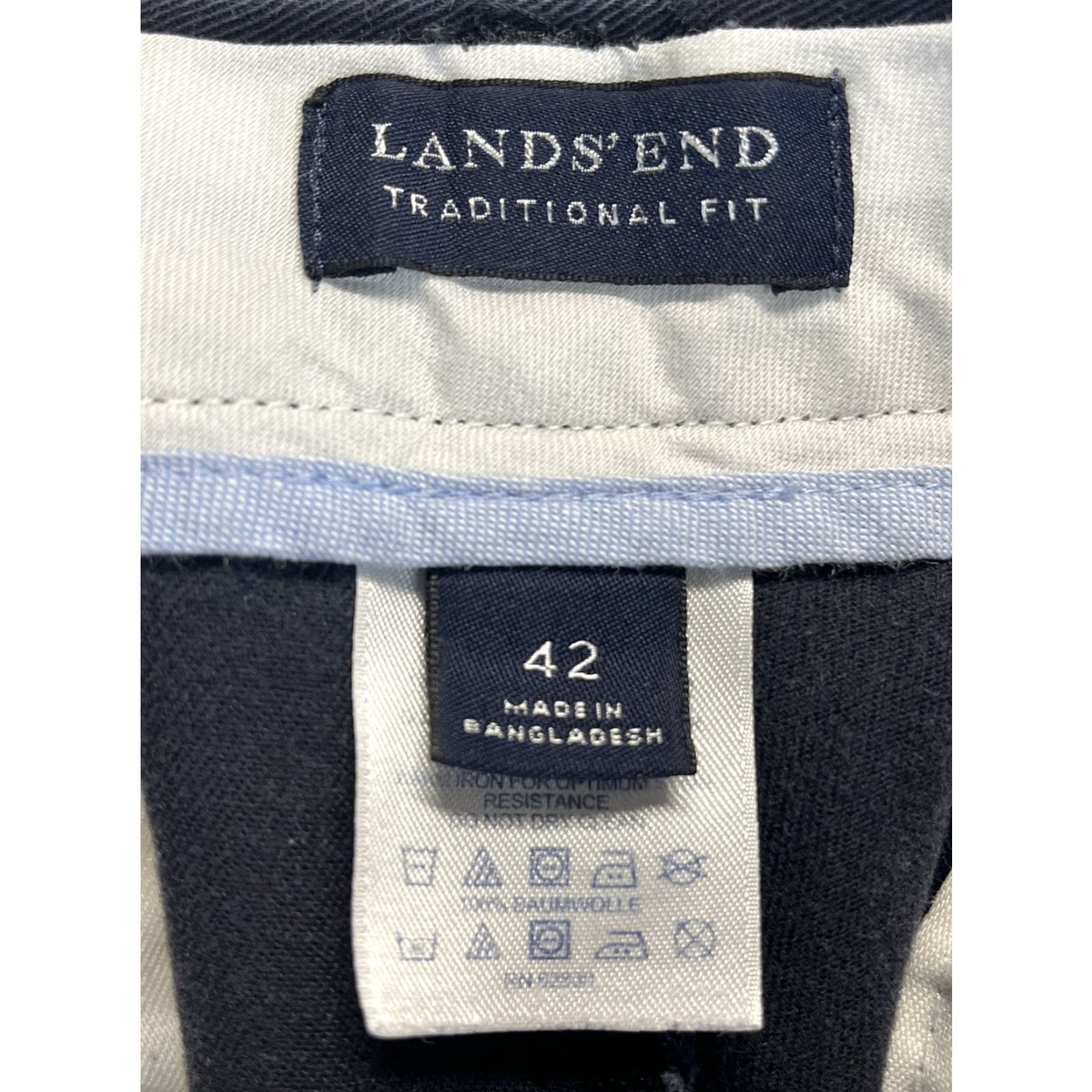 Lands' End Lands’ End Shorts Pleated Chino Traditional Fit Sz 42 Navy GUC Mens Size US 42 / EU 58 - 3 Thumbnail