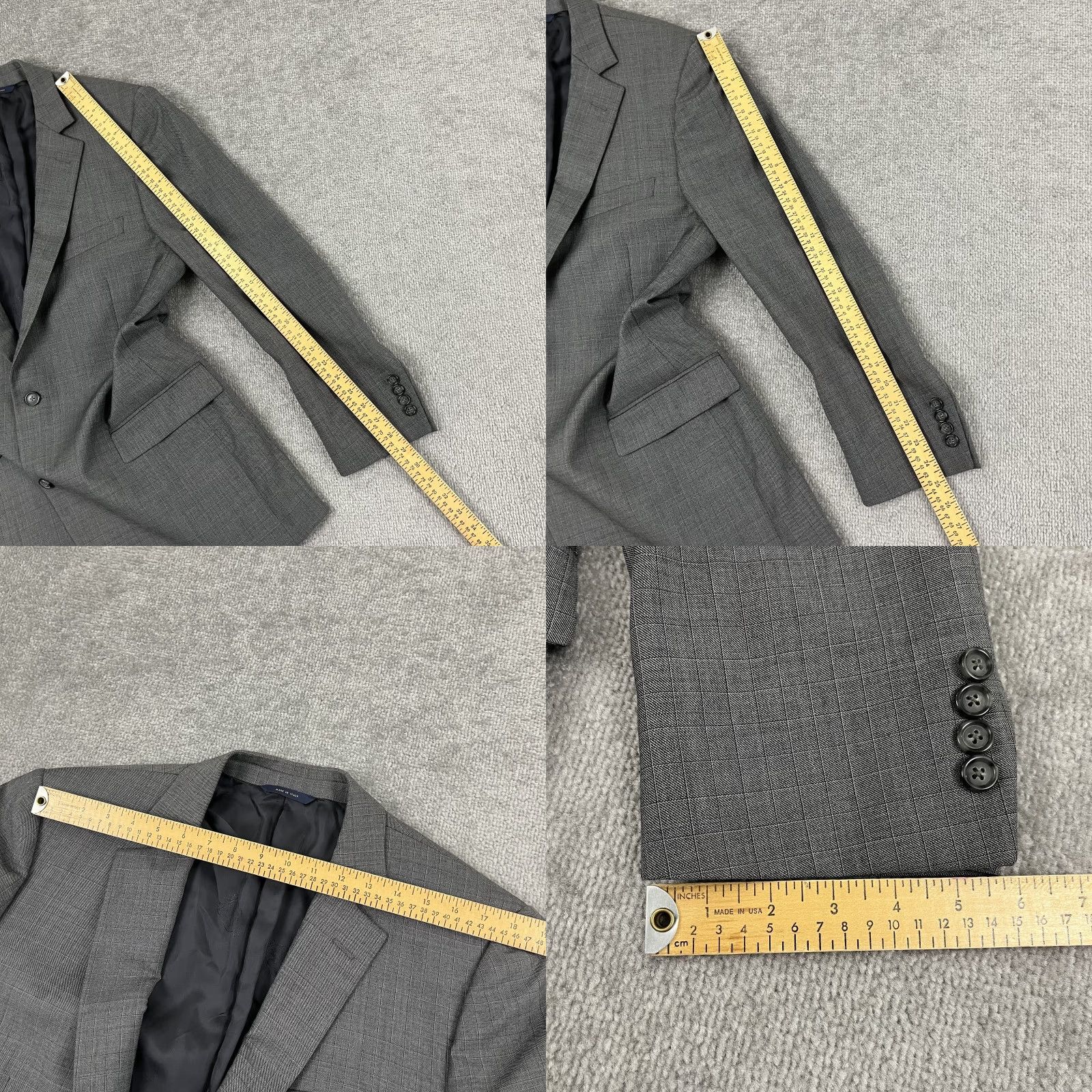 Brooks Brothers VINTAGE Brooks Brothers Sport Coat Men 44L Fitzgerald Saxxon Wool Gray Windowpane Blazer Size 44R - 8 Thumbnail