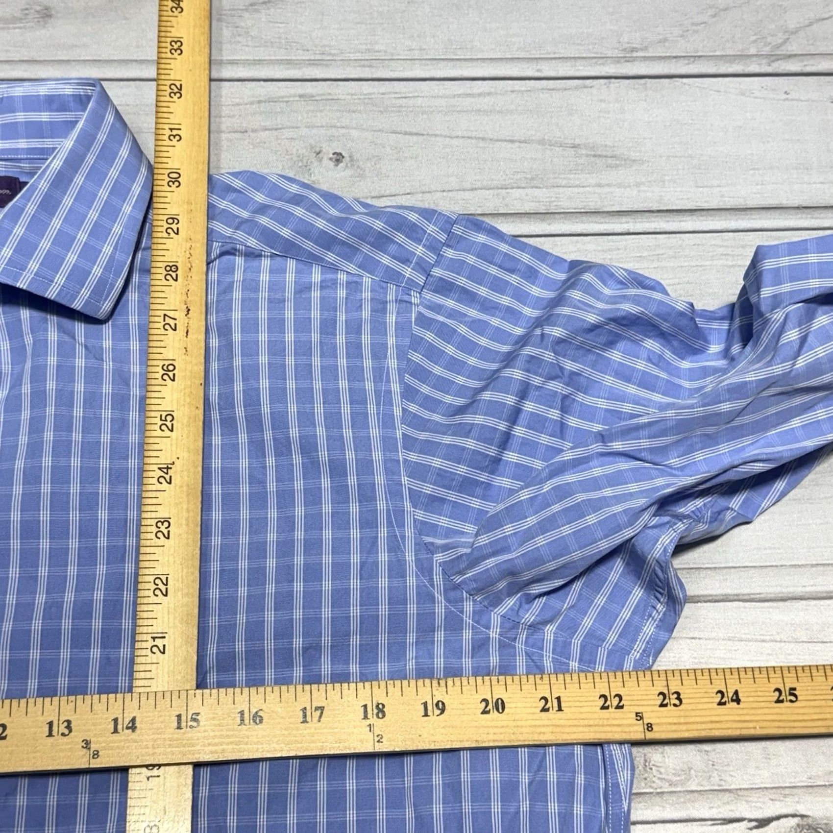 Ralph Lauren Purple Label Polo Ralph Lauren Purple Label Dress Shirt Mens 16 Blue UK Button-Down Collared Barrel Cuff 100% Cotton Regular Blue Shirt Mens Size 42R - 6 Thumbnail